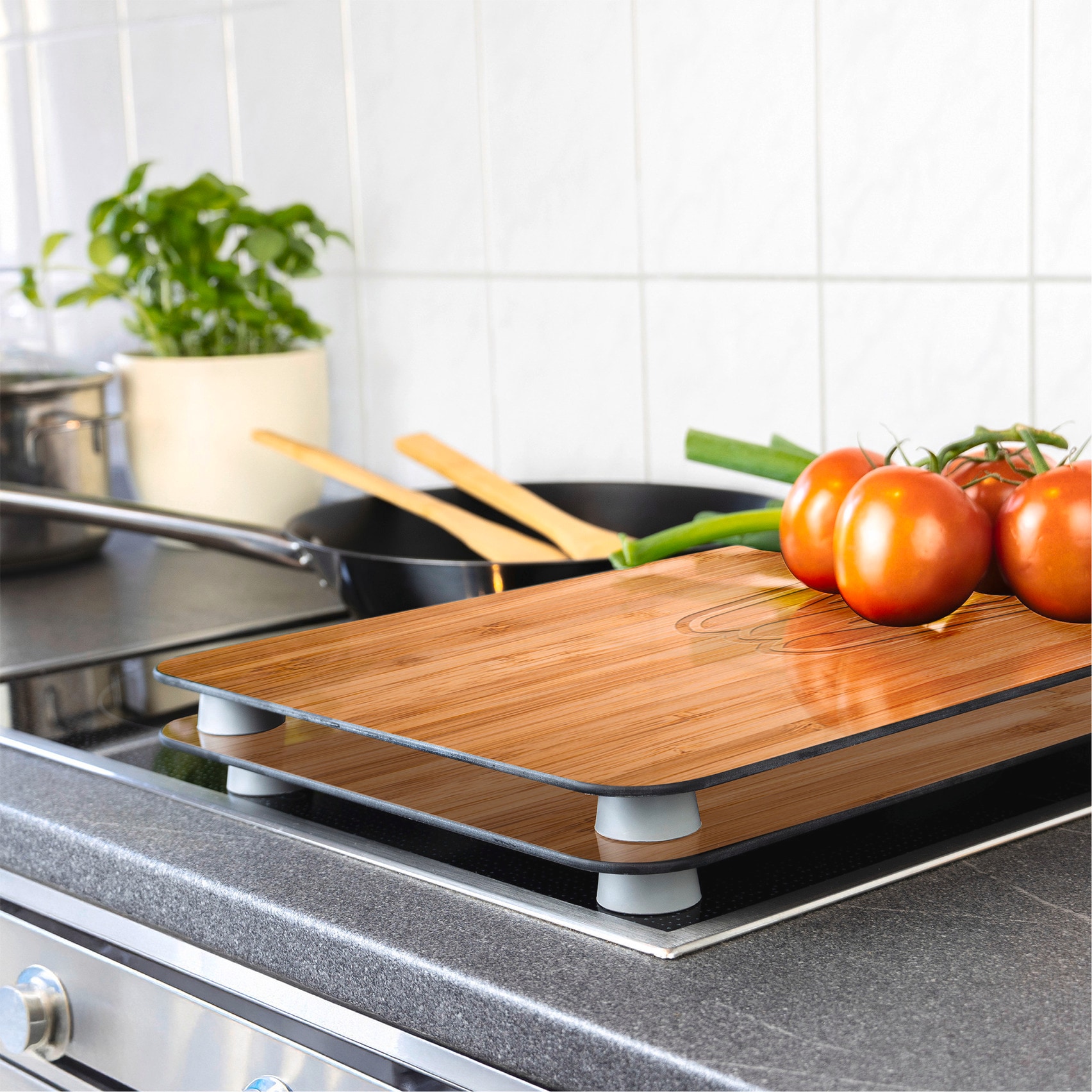 WENKO Herd-Abdeckplatte »Universal Modell Lunch«, (Set, 2 tlg.), Herdabdeckung für alle Herdarten, kratzfest, mit rutschfesten Füssen