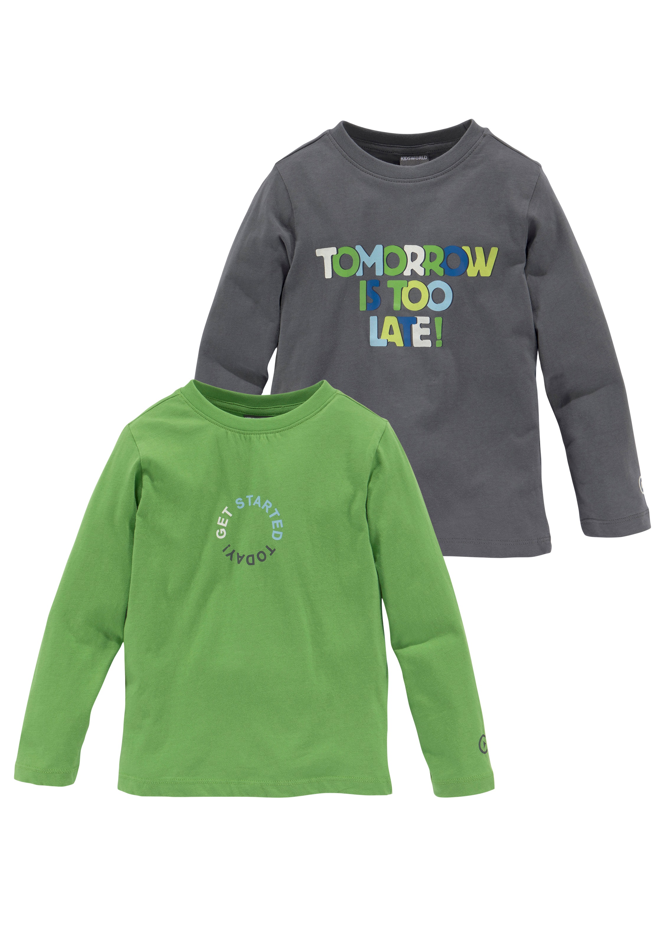 KIDSWORLD Langarmshirt »GET STARTED TODAY«, (Packung, 2 tlg., 2er-Pack) kaufen