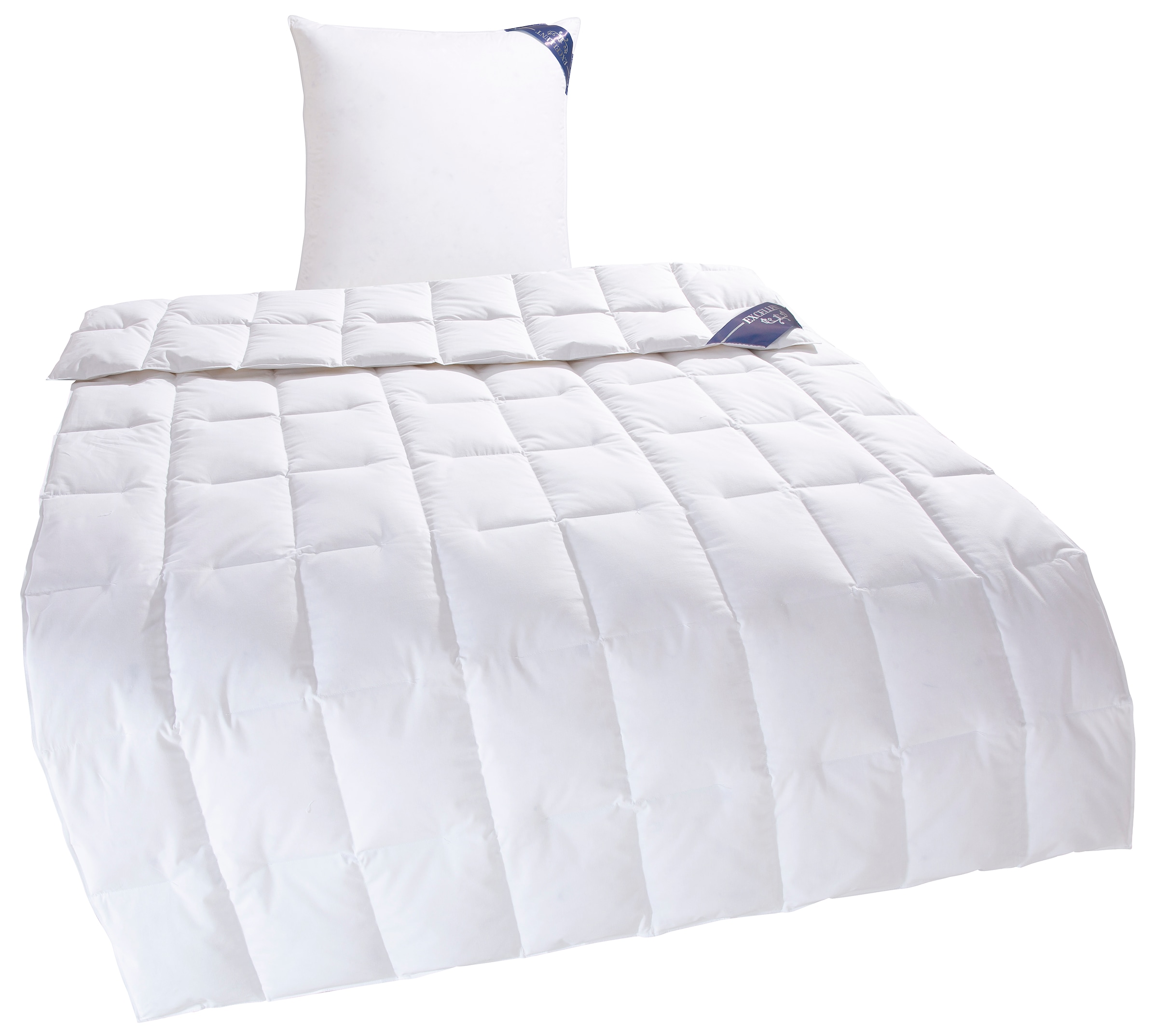 Excellent Daunenbettdecke + 3-Kammer-Kopfkissen »Venedig, 2-tlg, hergestellt in Deutschland, verschiedene Grössen« Decke mit Kissen,Set, Sommer, Winter, Bettdecke 135x200 cm, 155x220 cm
