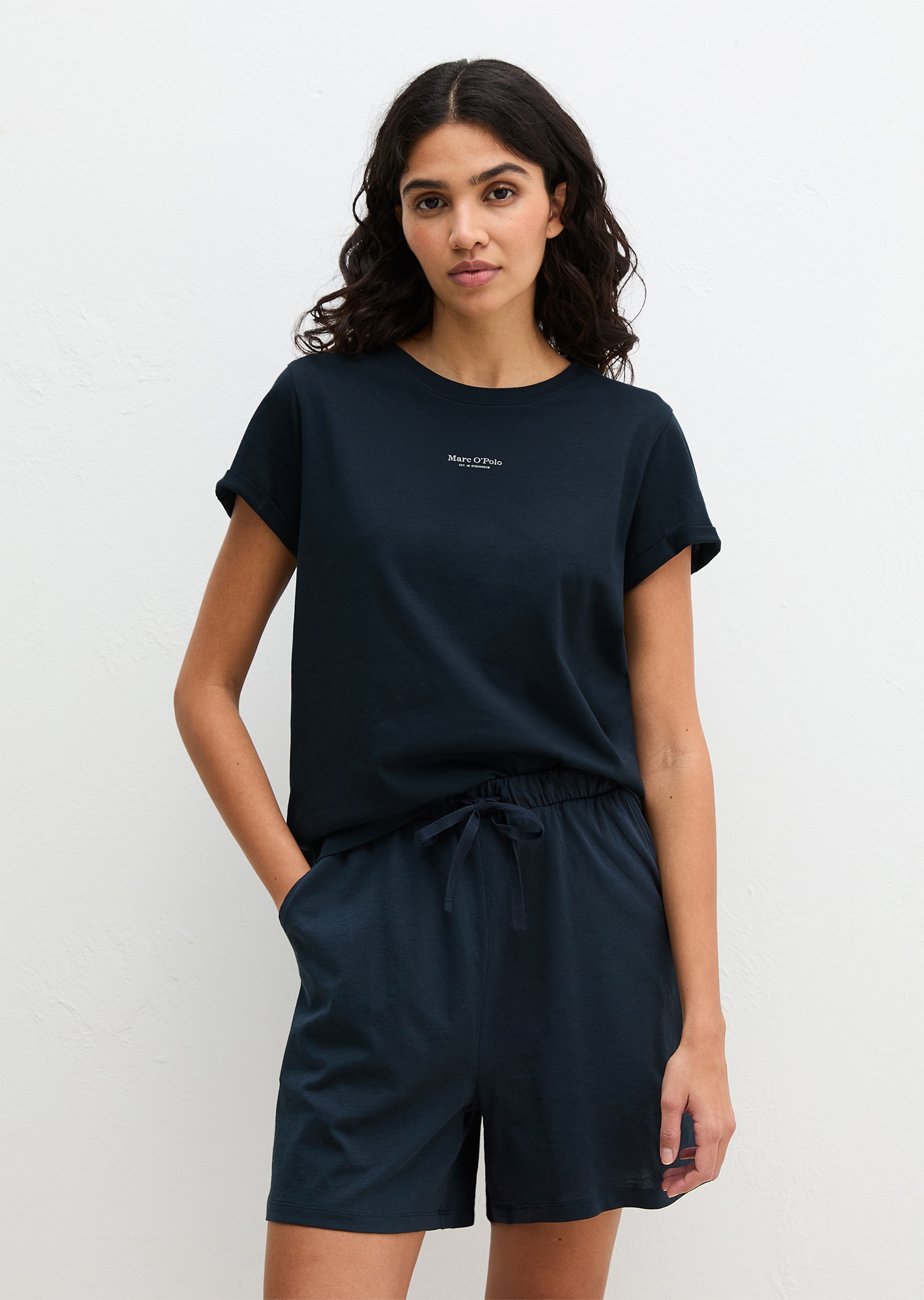 Image of Marc OPolo Shorty "Mix N Match Cotton Pyjama Set Short" 2tlg., 2 tlg. mit kurzem Arm und Rundhalsausschnitt, Hose mit Gummizug