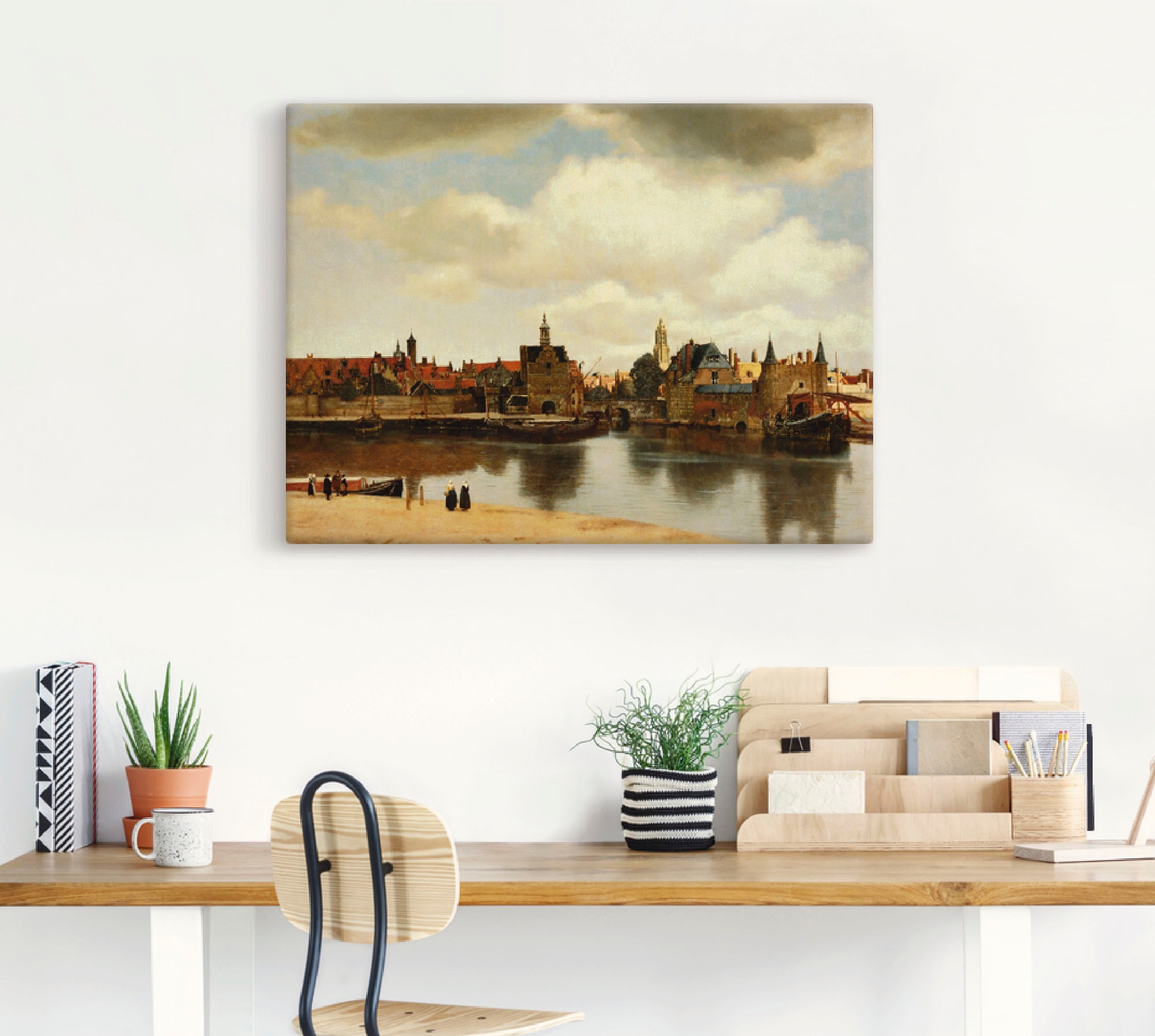 Artland Leinwandbild »Ansicht der Stadt Delft. Um 1660«, Niederlande, (1 St.), auf Keilrahmen gespannt