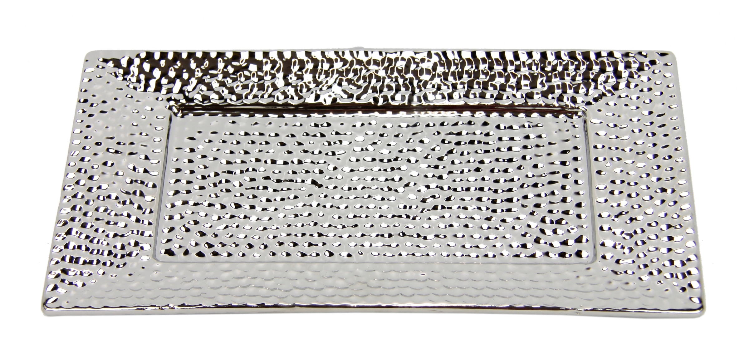 Image of I.GE.A. Dekotablett "Keramik-Schale" eckig Dekoschale silber Tablett Weihnachtsdeko Deko Advents-Tablett
