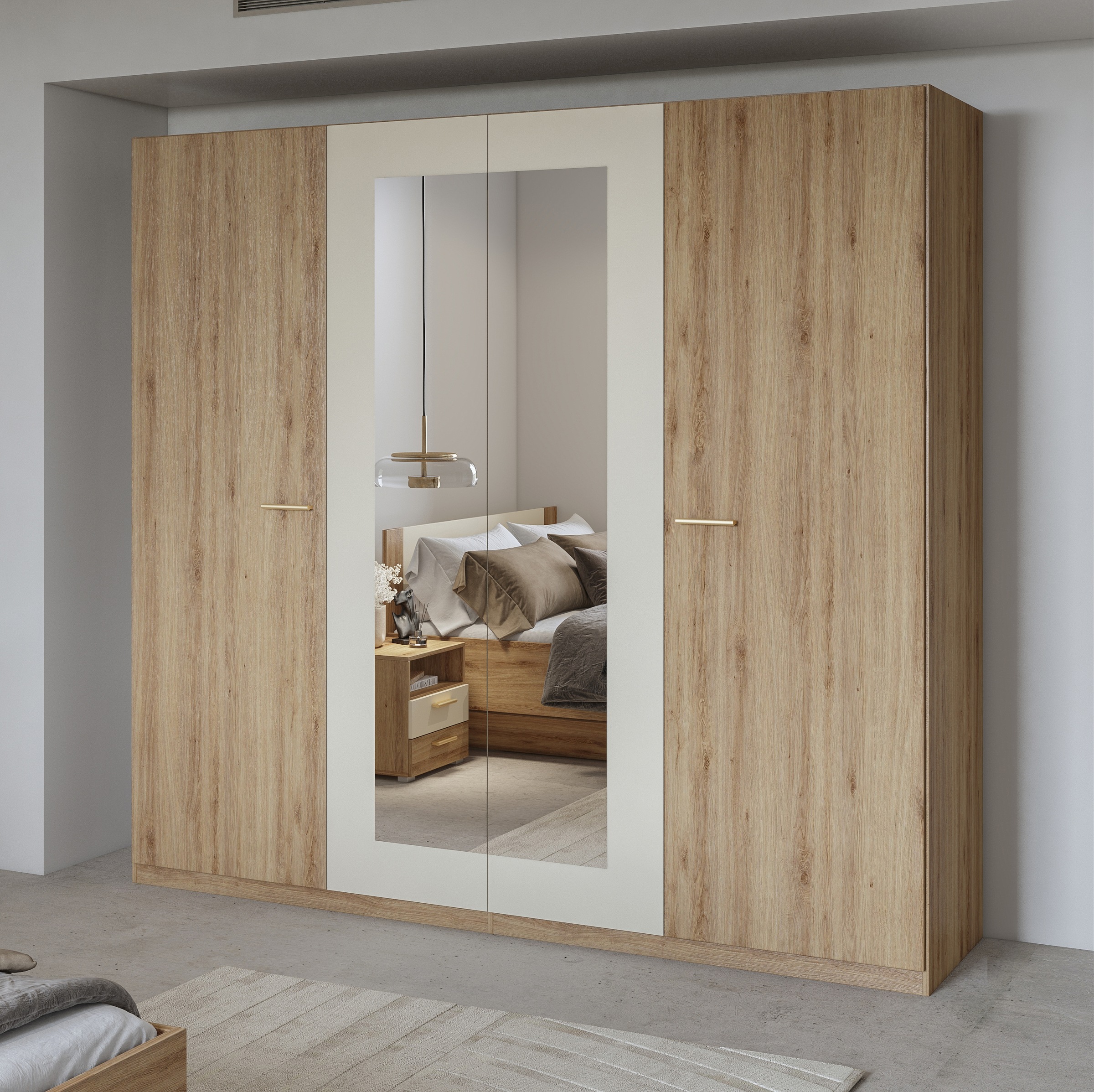 Image of Home affaire Kleiderschrank "Bitry, Wäscheschrank incl. kompletter Innenausstattung" Kleiderschrank, verstellbare Einlegeböden 22 mm stark, Spiegeltür