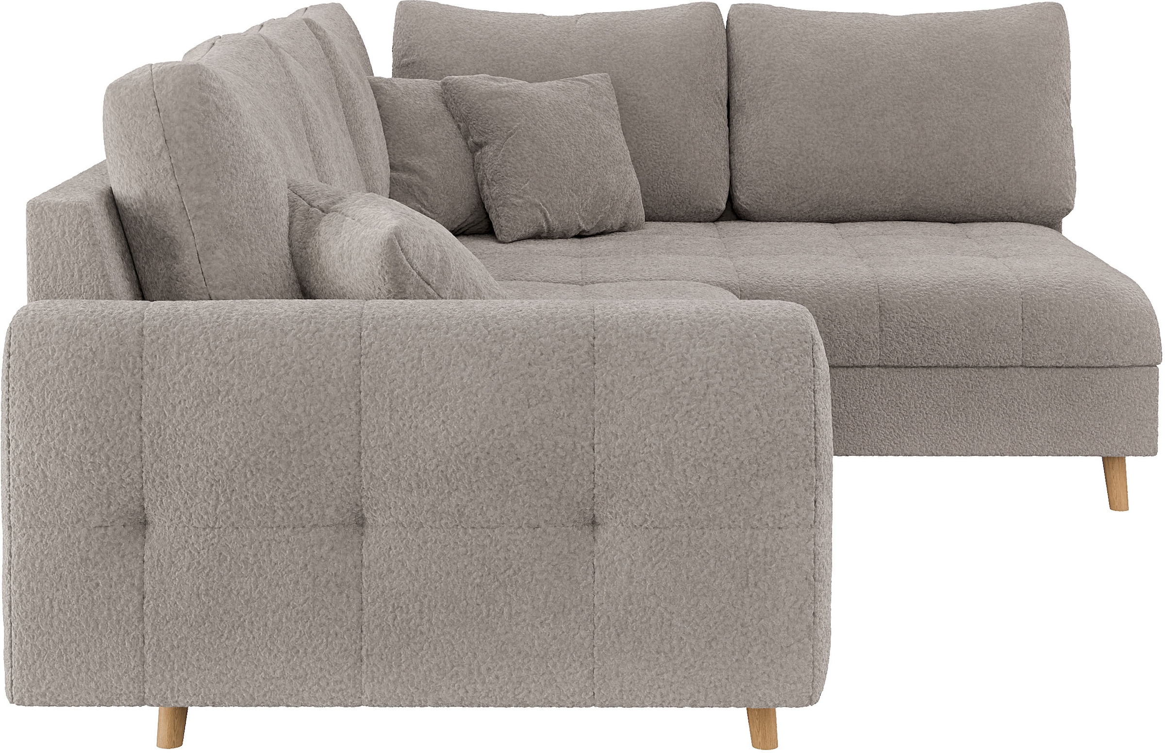 Home affaire Ecksofa »CHARRE L-Form mit Ottomane, Masse B/T/H: 231/161/81 cm«, feine Steppung, lose Rücken- und Zierkissen, auch in Cord und Bouclé