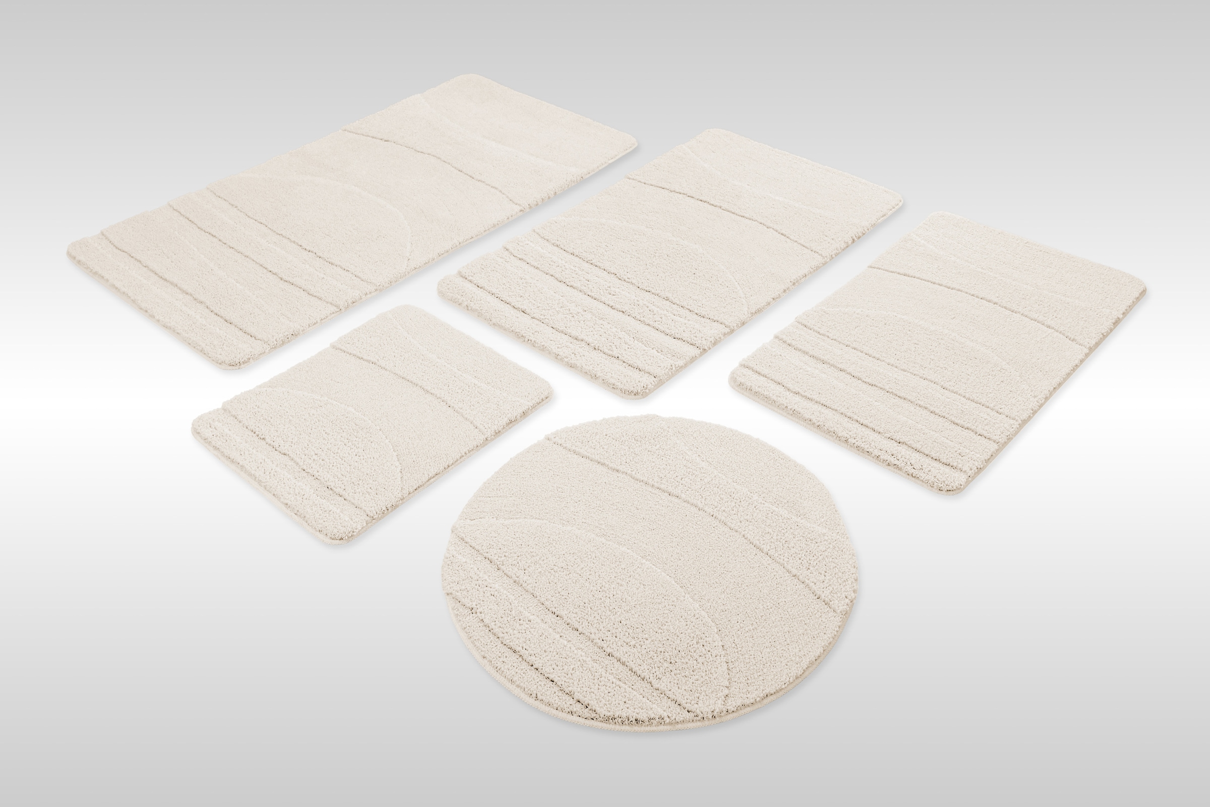 Wecon home Tapis de bain »Marc« Höhe 25 mm revêtement antidérapant Séchage rapide Tapis de bain, lignes en relief, doux, antidérapant, lavable, touffeté