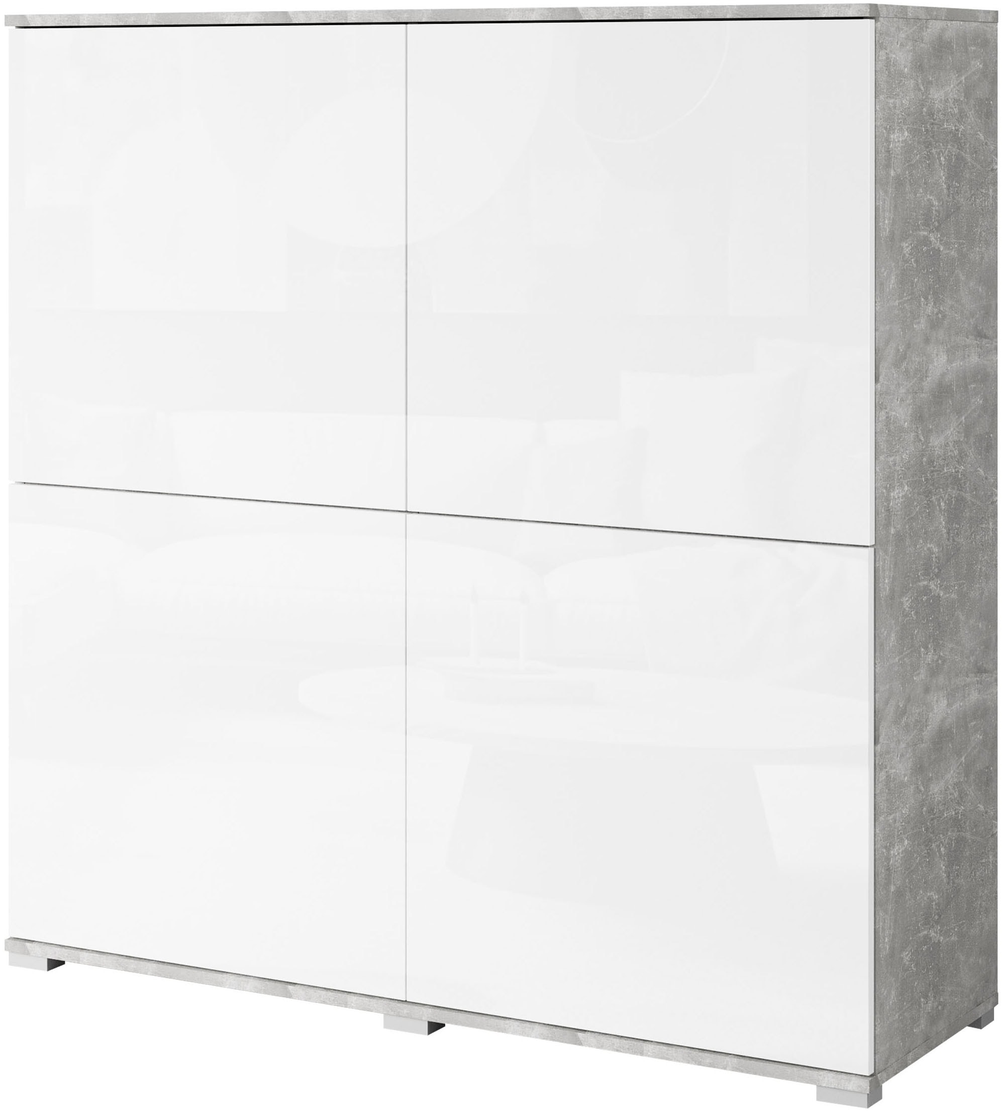 GOODproduct Highboard »Kenia, moderne grifflose Hochkommode mit 4 Türen, Breite 120 cm« 1 Stk. tlg. Push-to-Open-Fronten, höhenverstellbaren Einlegeböden
