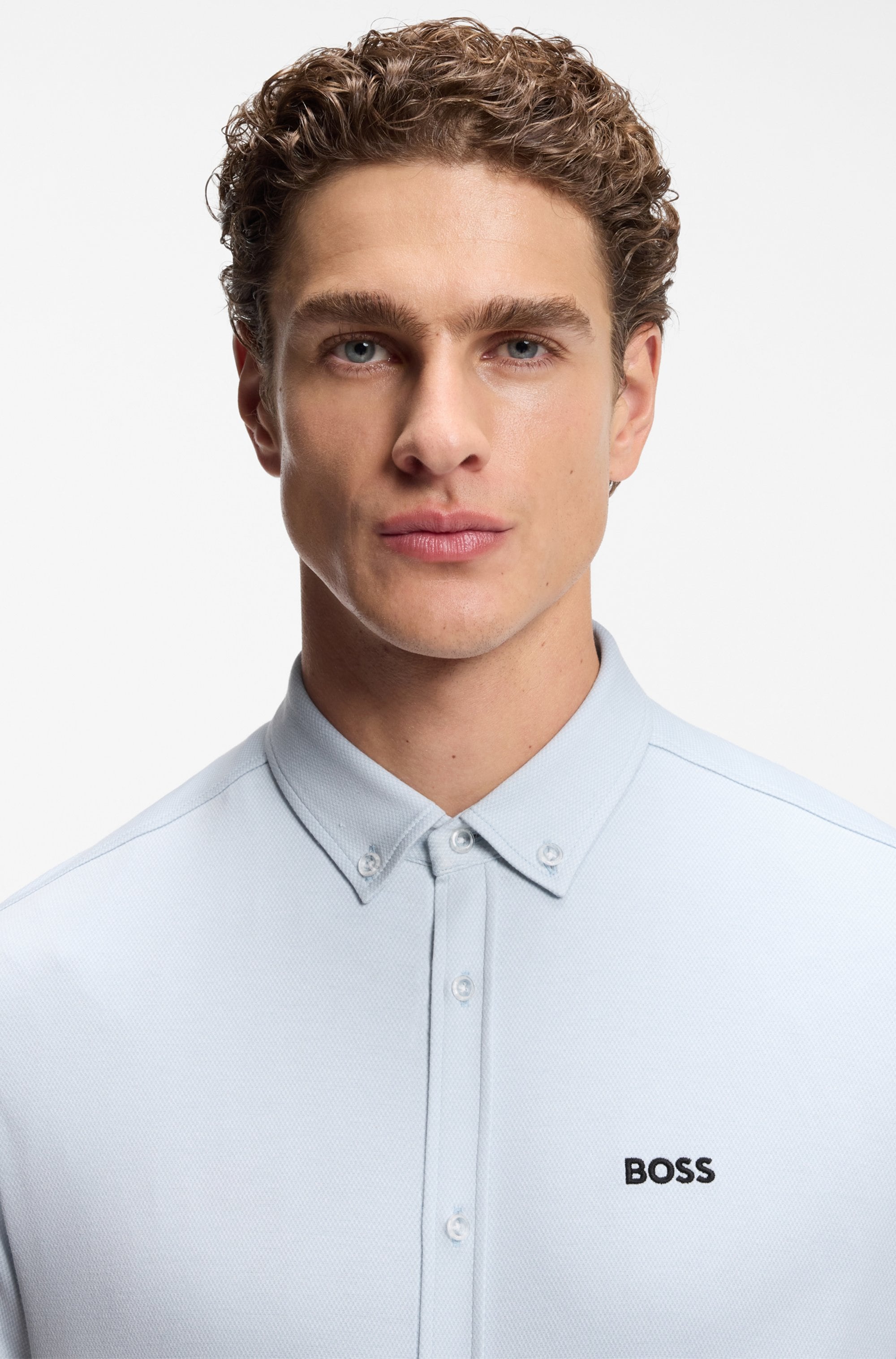BOSS GREEN Chemise à manches courtes »Motion S« Regular Fit, Button-down-Kragen, Kurzarm, Logo-Stickerei