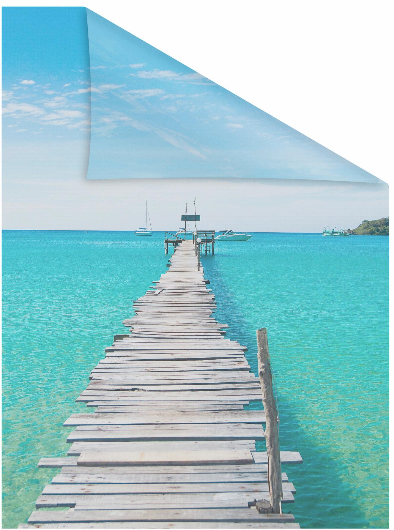Image of LICHTBLICK ORIGINAL Fensterfolie "El Mar" 1 Stk. blickdicht strukturiert Klebepunkte selbstklebend, Sichtschutz