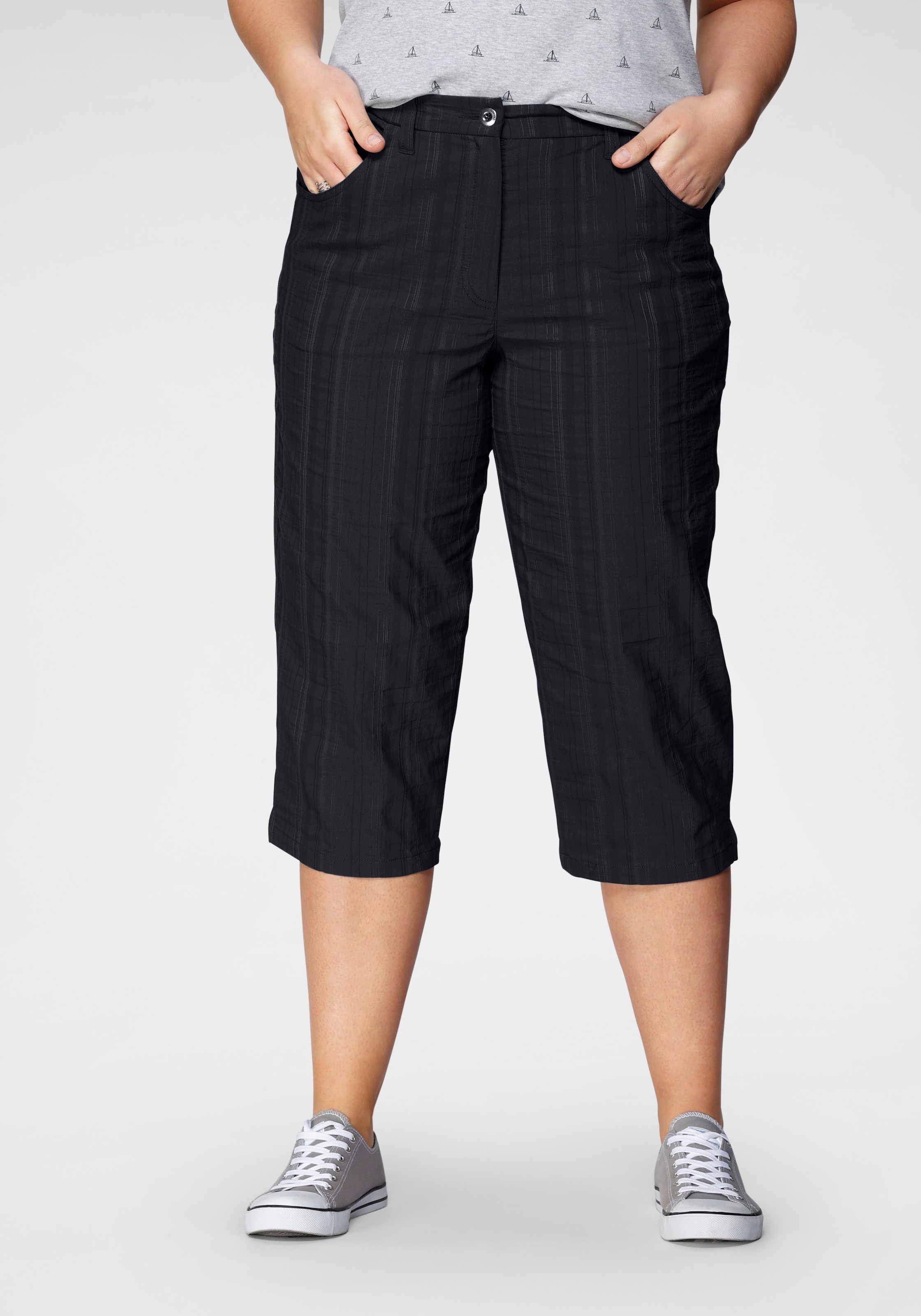 KjBRAND Pantalon capri »Babsie: bequemer Oberschenkel«  Pantalon d'été à motif structuré