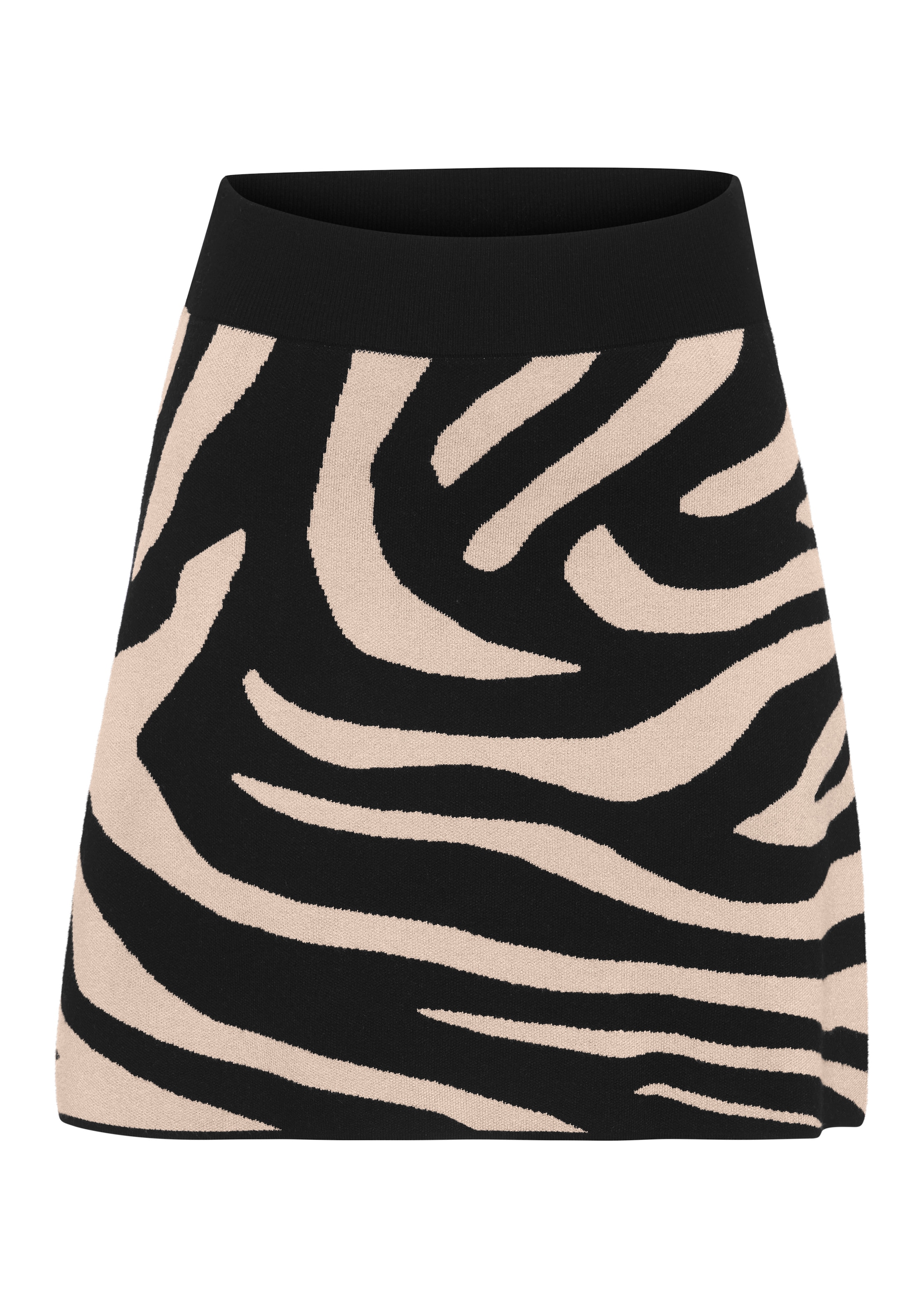 LASCANA Jupe en tricot »mit Animalmuster und leicht ausgestellter Passform« mini-jupe en tissu tricoté doux, jupe courte avec taille élastique