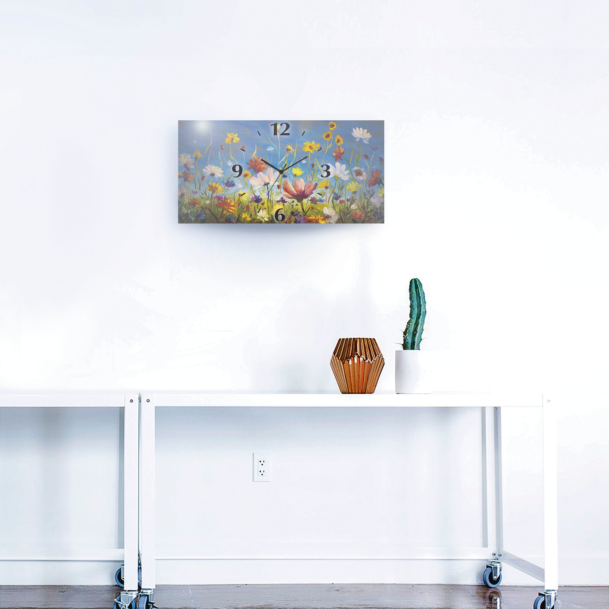 Artland Wanduhr »Wildblumenwiese« 3D Optik gebogen, mit Quarz- oder Funkuhrwerk, versch. Grössen