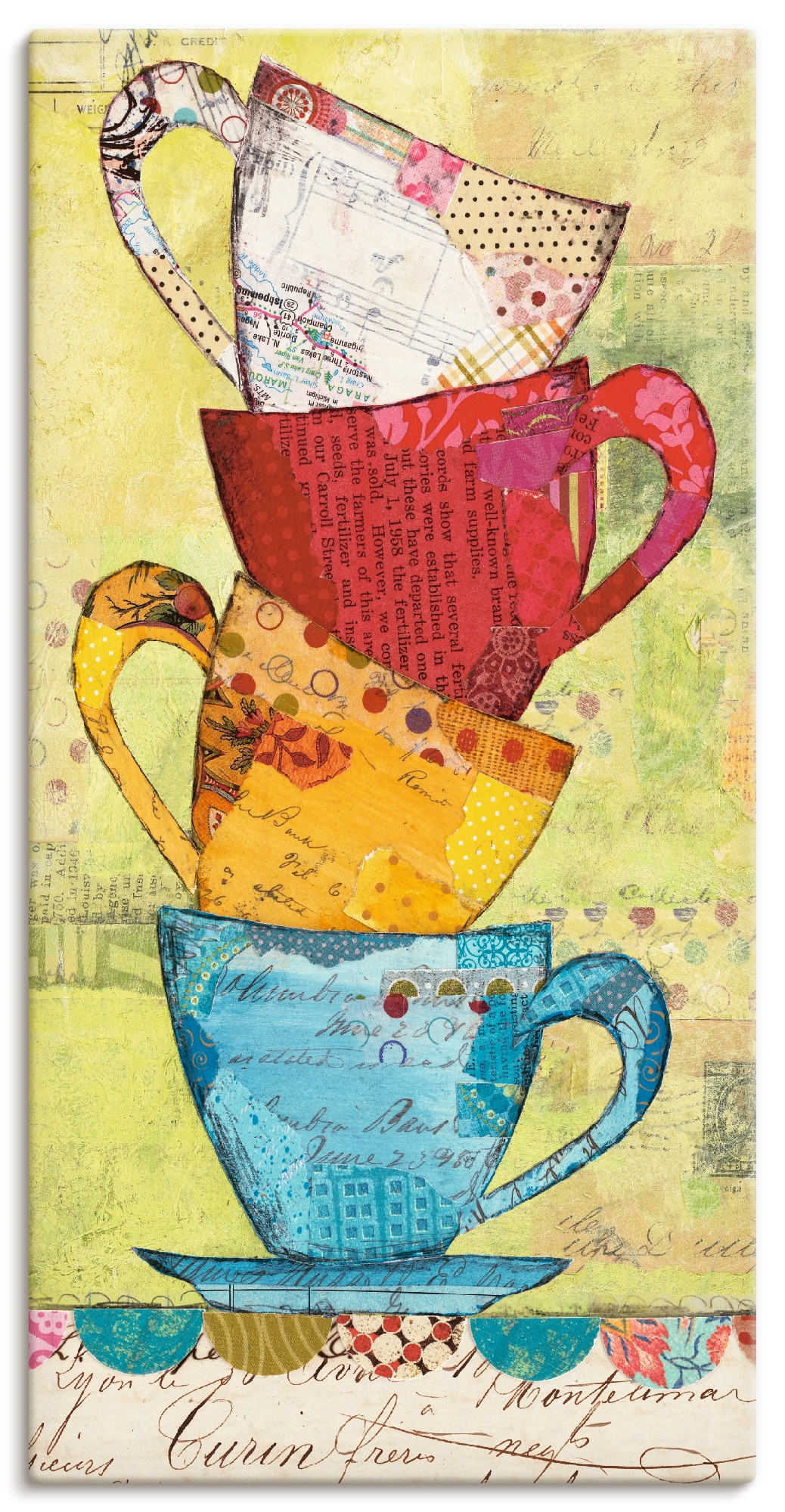 Image of Artland Wandbild "Komm zum Kaffee" Geschirr & Besteck 1 Stk. tlg. als Leinwandbild, Poster in verschied. Grössen