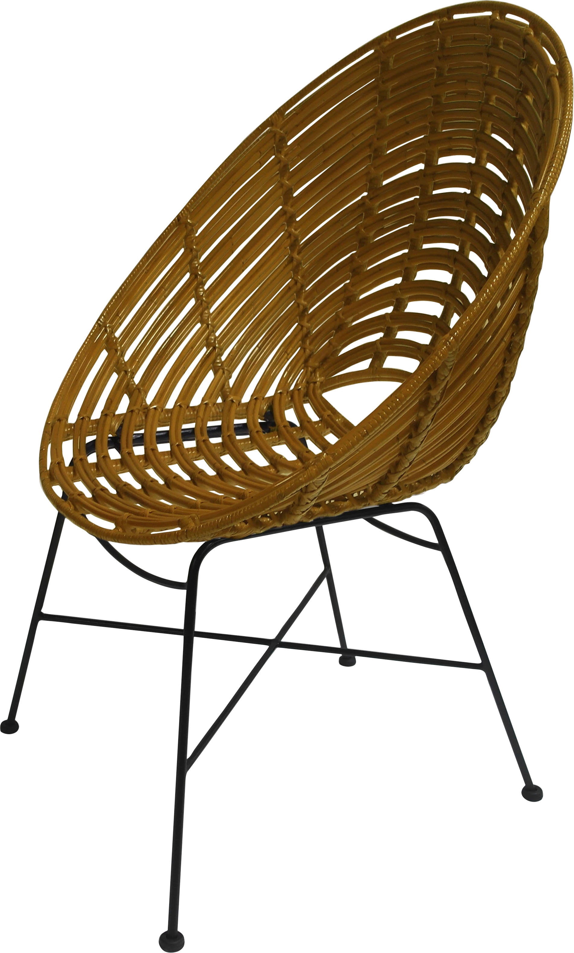 SIT Rattanstuhl »Rundsitz Rattan Metall Schwarz Natur Lounge Design« () 1 Stk.Rattanstuhl mit Rundsitz aus Rattan & Metall im Lounge Design