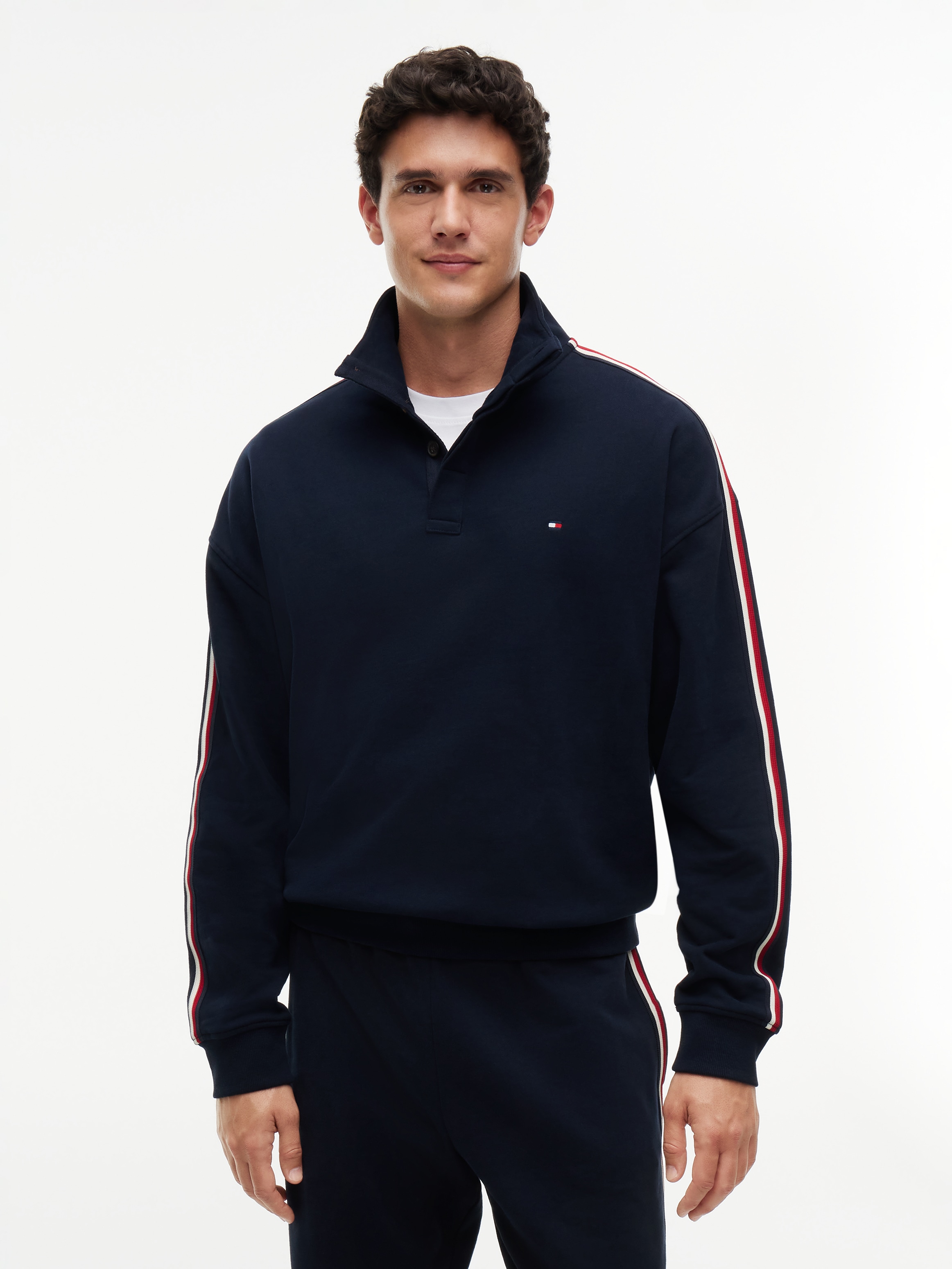 Image of Tommy Hilfiger Underwear Sweatshirt "HALF BUTTON DOWN", mit Global-Streifen und Knöpfen