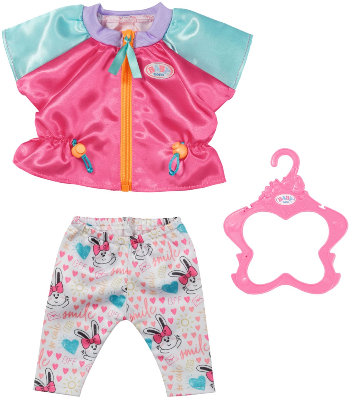 Puppenkleidung »Freizeitanzug Pink, 43 cm«, mit Kleiderbügel
