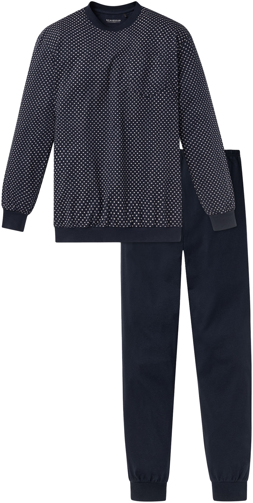 Schiesser Pyjama »"Dark Sapphire"«, (2 tlg.), mit bequemen Bündchen an den Arm- und Beinabschlüssen