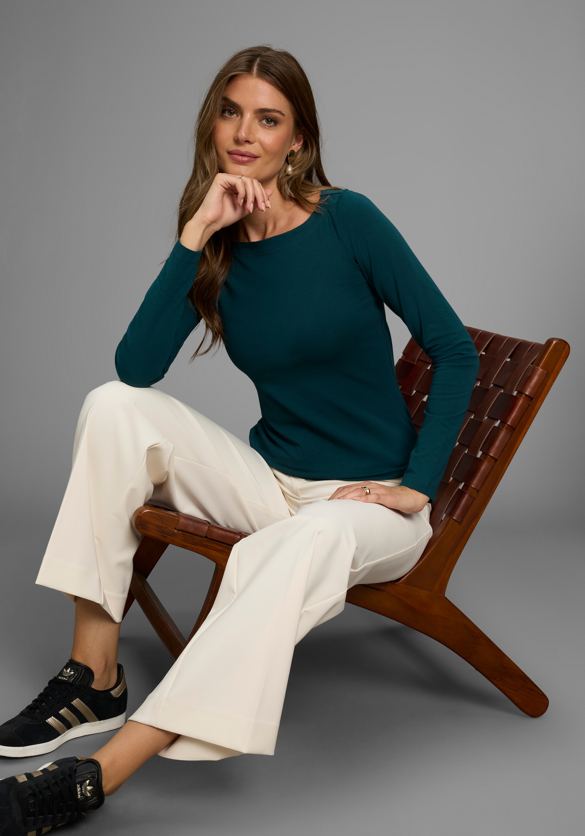 Laura Scott Longsleeve, (Packung, 2 tlg.), mit U-Boot-Ausschnitt - NEUE KOLLEKTION