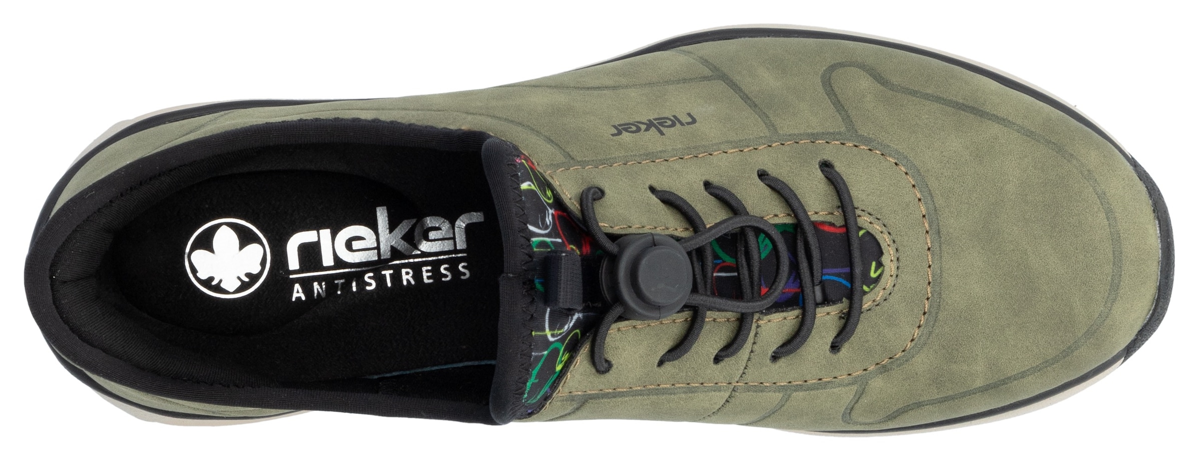 Rieker Slip-On Sneaker, Schlupfschuh, Halbschuh, Freizeitschuh mit elastischem Einstieg