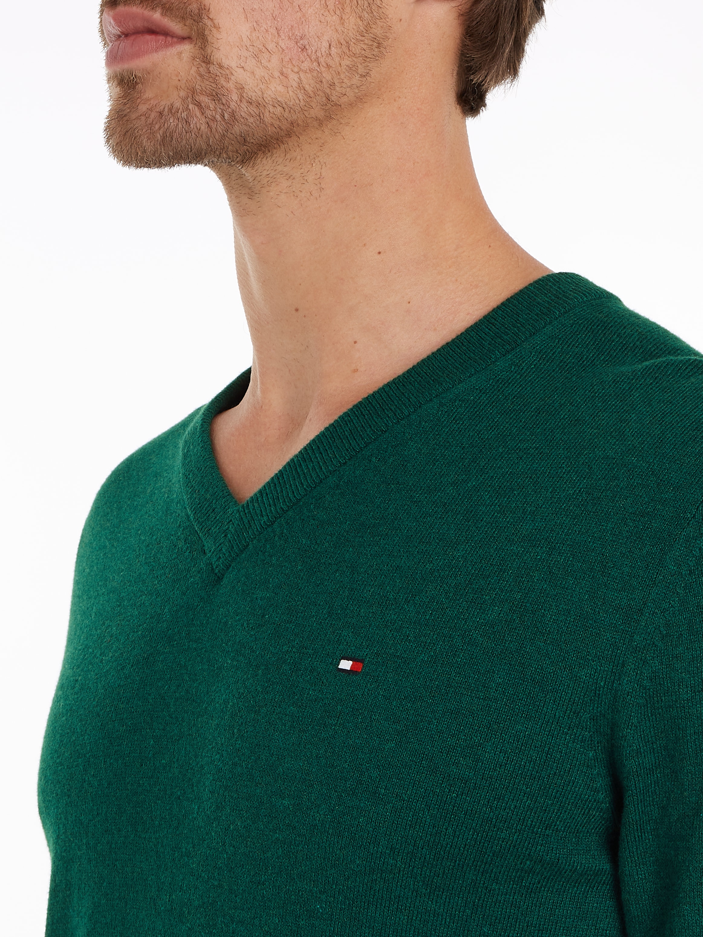 Tommy Hilfiger V-Ausschnitt-Pullover »PIMA ORG CTN CASHMERE V NECK«