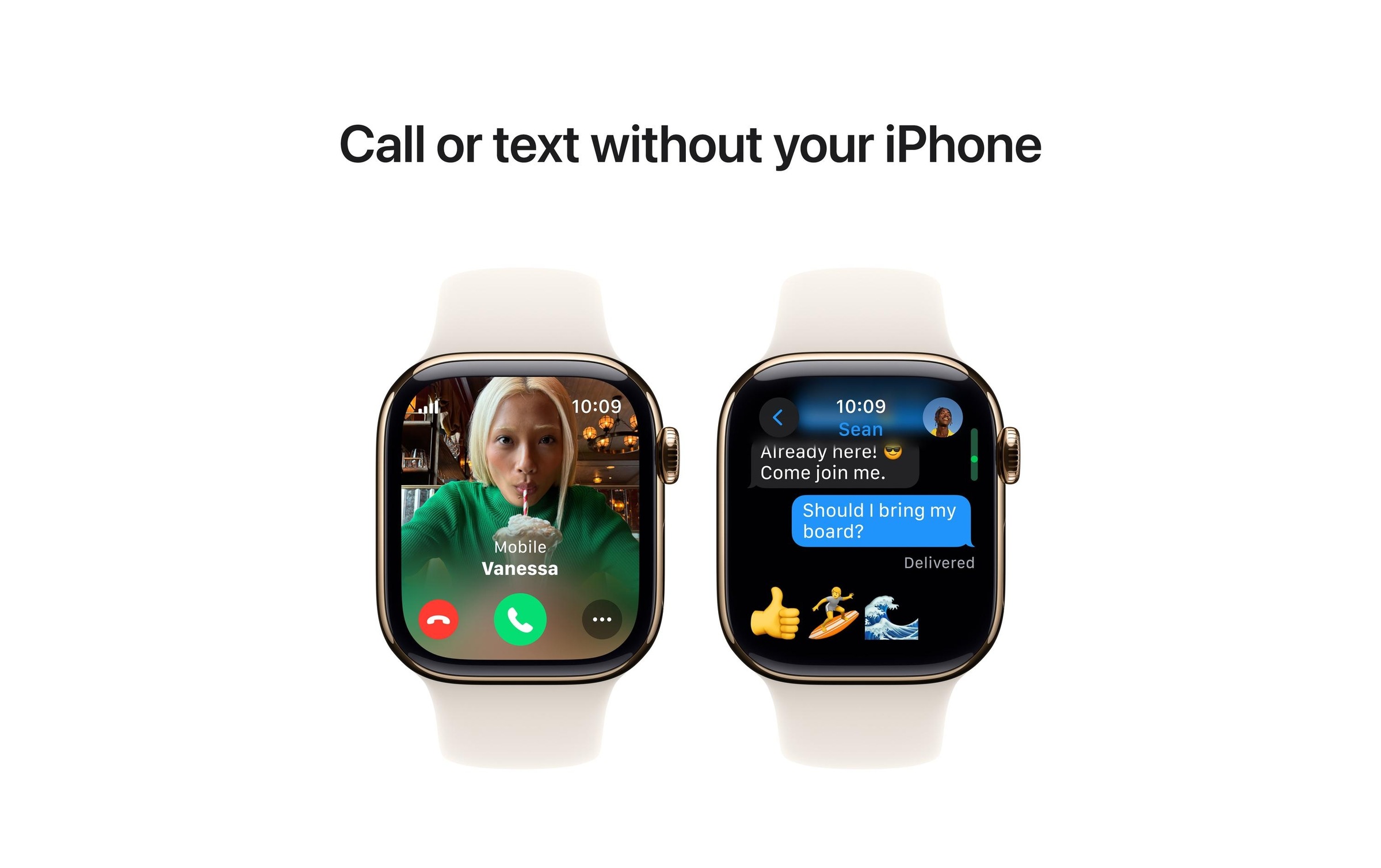 Apple Watch Series 10 Titan, 42 mm, GPS + Cellular, Sport Band M/L, Goldfarben