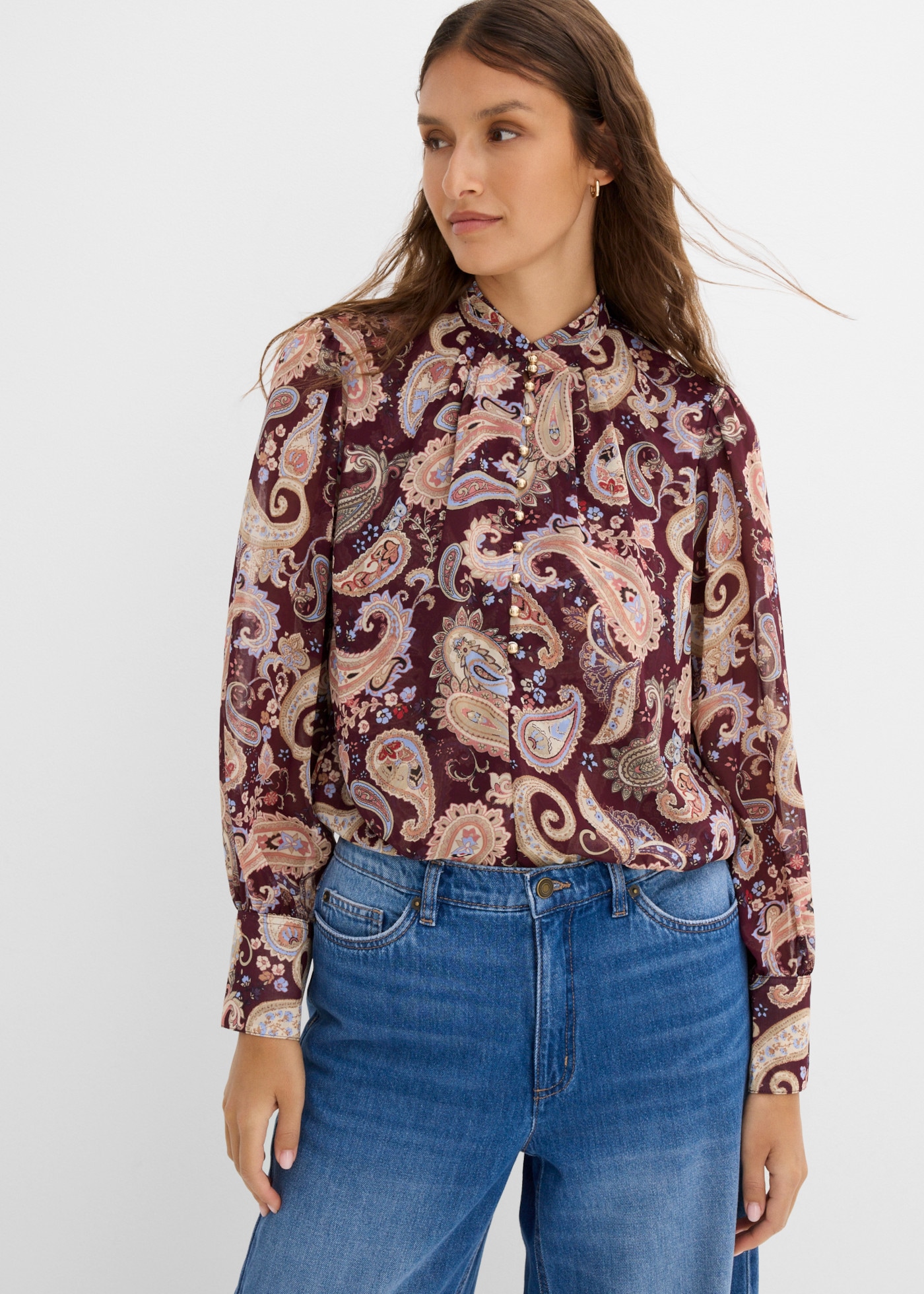 Image of bonprix Chiffonbluse mit Paisley Design, Loose Fit, festlich