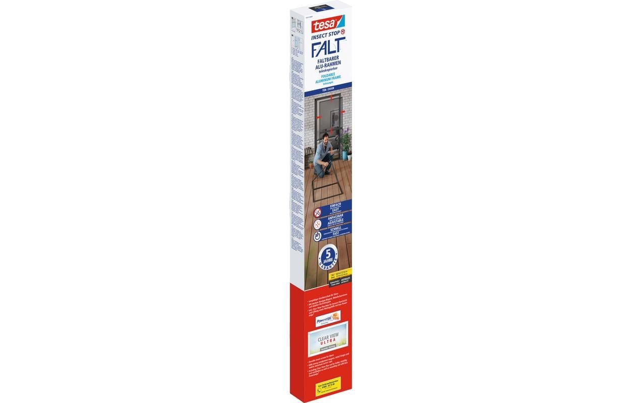 tesa Cadre de fenêtre moustiquaire »FALT Alu Rahmen teleskopierbar Premium für Türen« Paquet, Cadre télescopique en aluminium, 1 cuis tlg. Moustiquaire alu 80 cm x 170 cm jusqu'à 100x cm x 220 cm