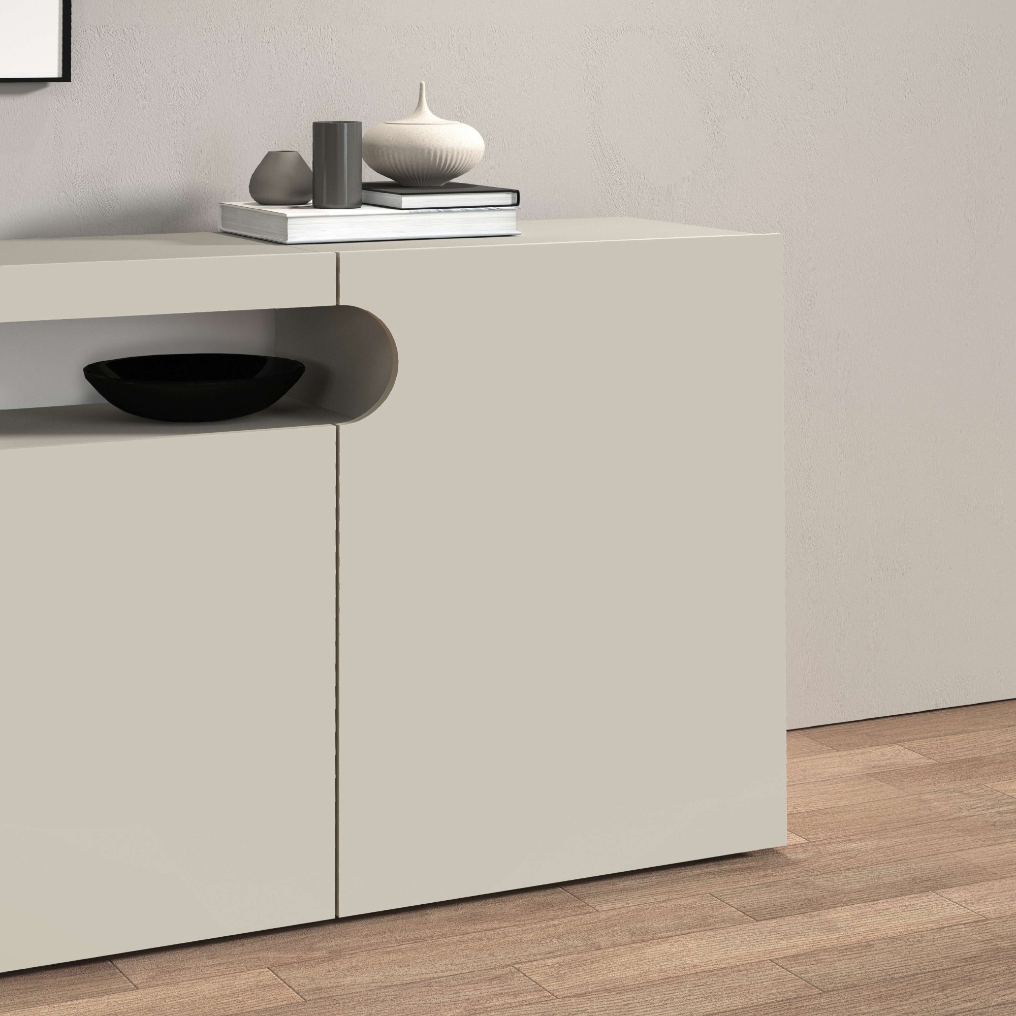 GOODproduct Table basse »REAL,Lowboard,TV-Kommode,TV-Möbel,TV-Bank« 1 cuis tlg. Avec 4 portes, dont 2 arrondies formant une niche ovale ouverte