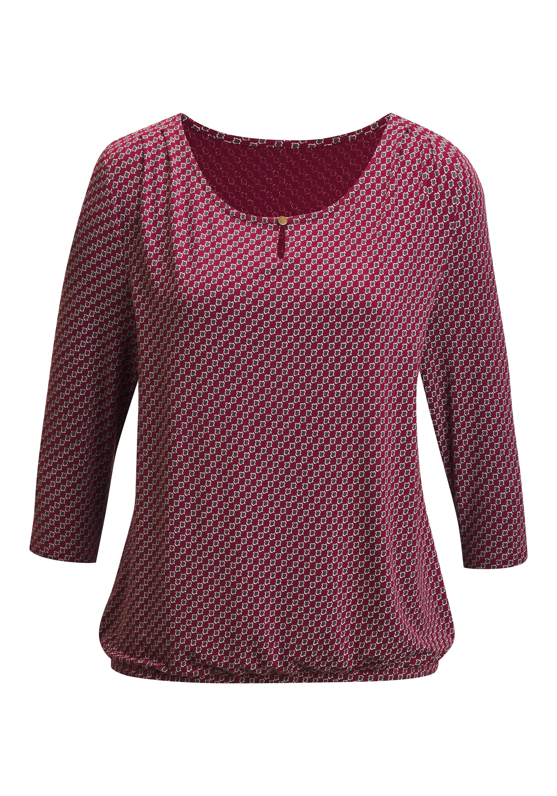 Vivance Shirt à col rond »mit goldfarbenem Zierknopf am Ausschnitt« 2er-Pack,  aus weichem Viskose-Stretch