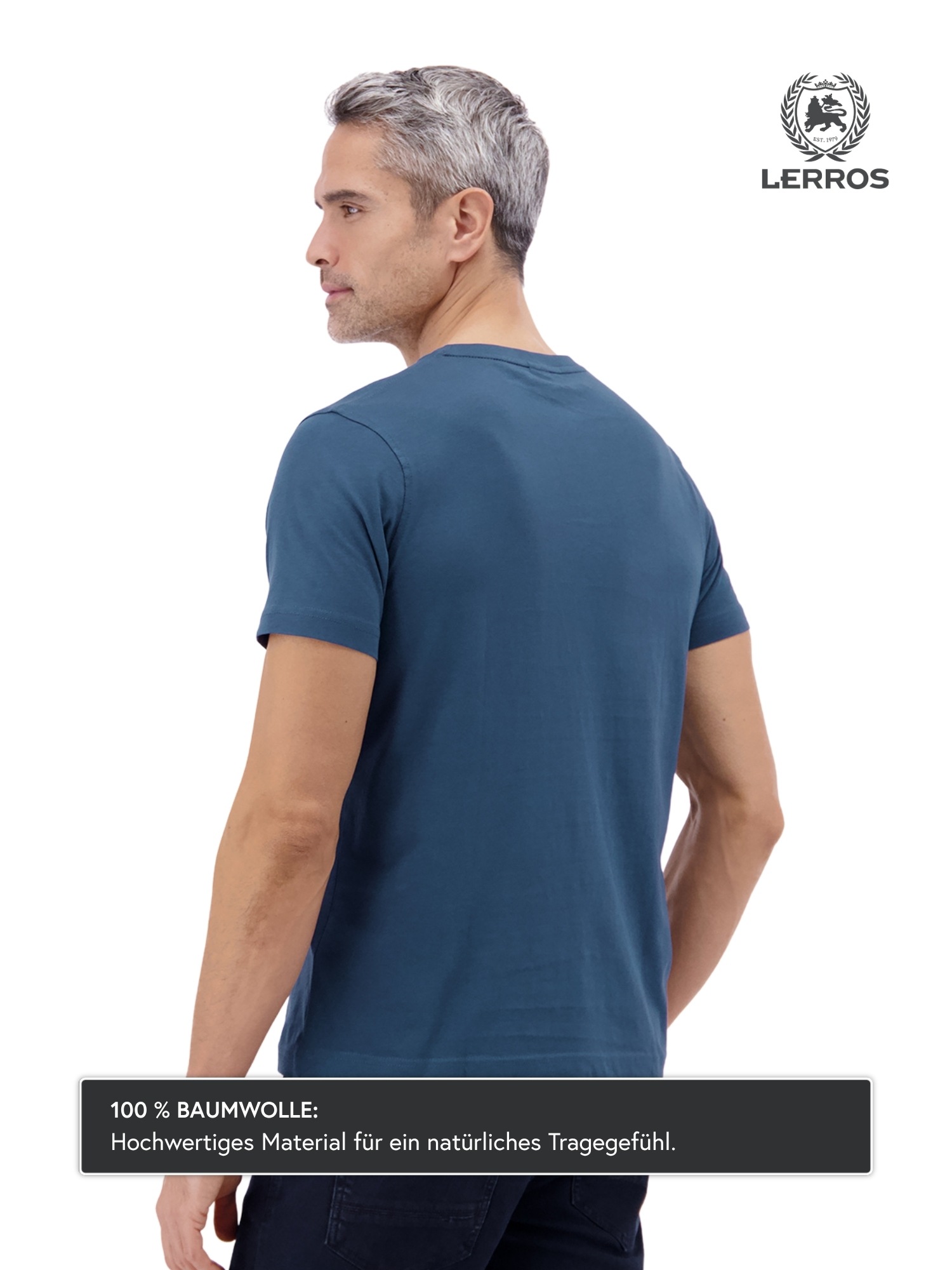 LERROS T-Shirt »T-Shirt mit Rundhalsausschnitt« Herren Shirt aus 100% Baumwolle, einfarbig, Jersey-Qualität