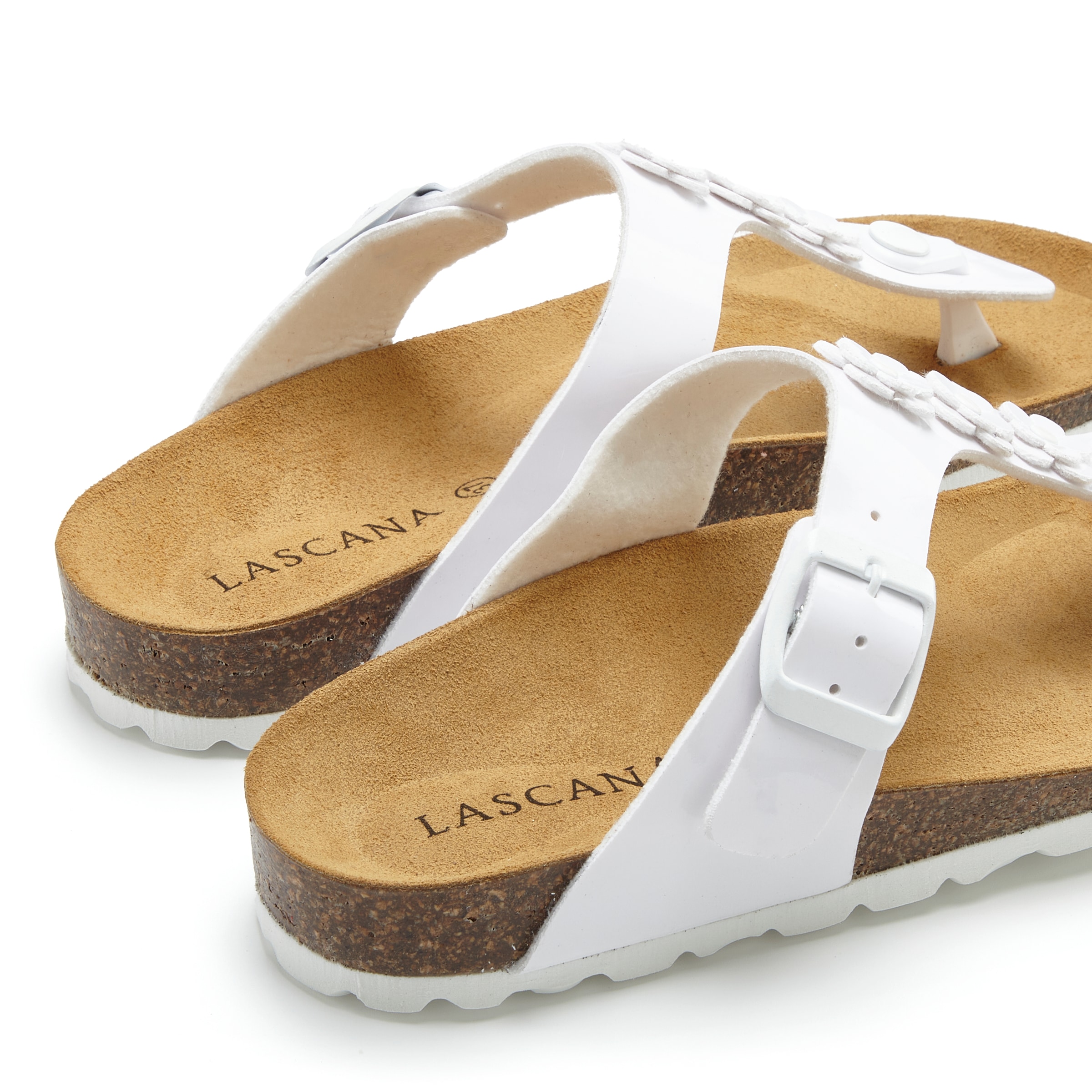 LASCANA Zehentrenner »Sandale, Pantolette, offener Schuh, Sommerschuh,«  mit komfortablem Korkfussbett