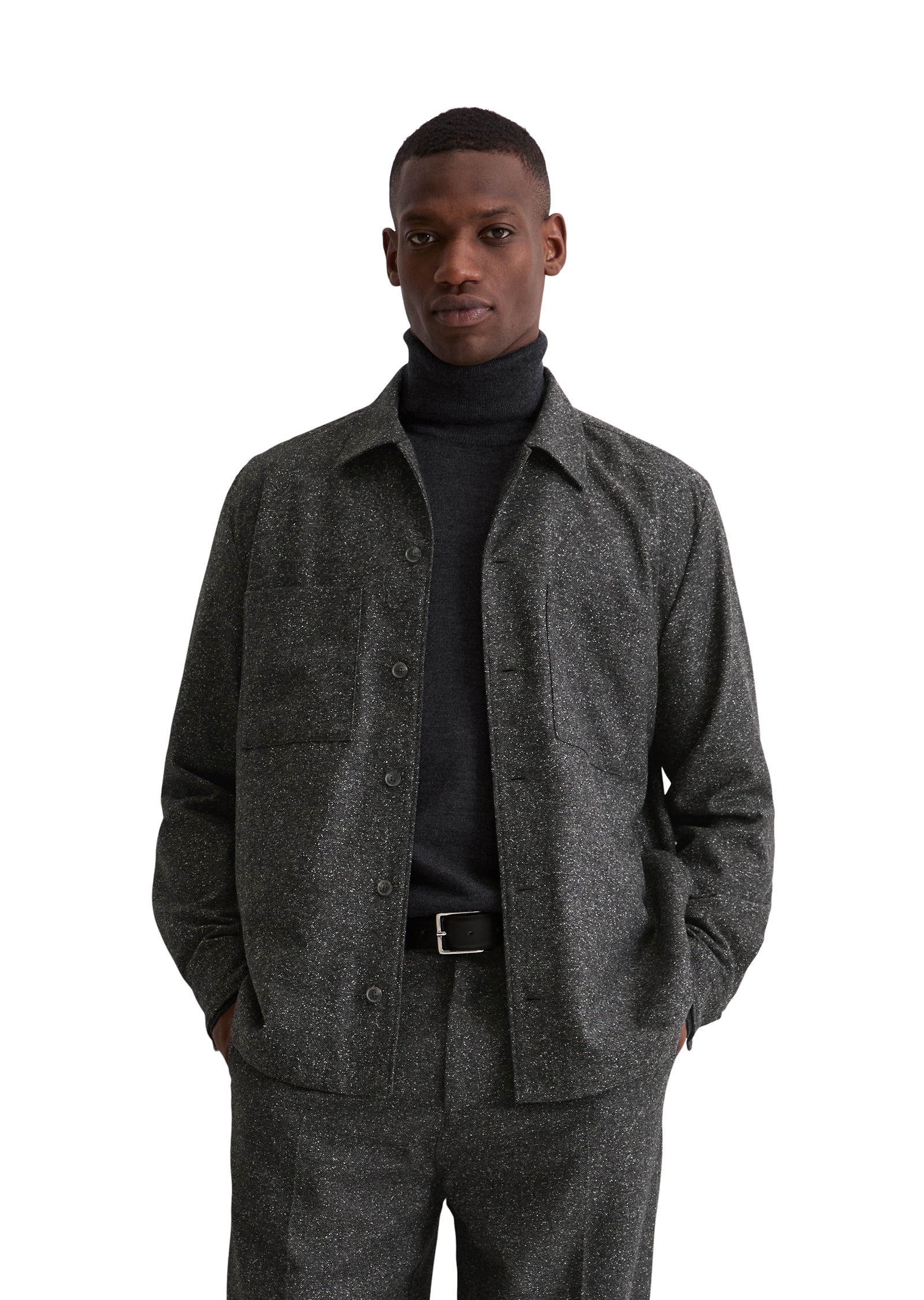 Image of Marc OPolo Hemdjacke Overshirt aus Woll-Mix, lockere Form, melierte Struktur
