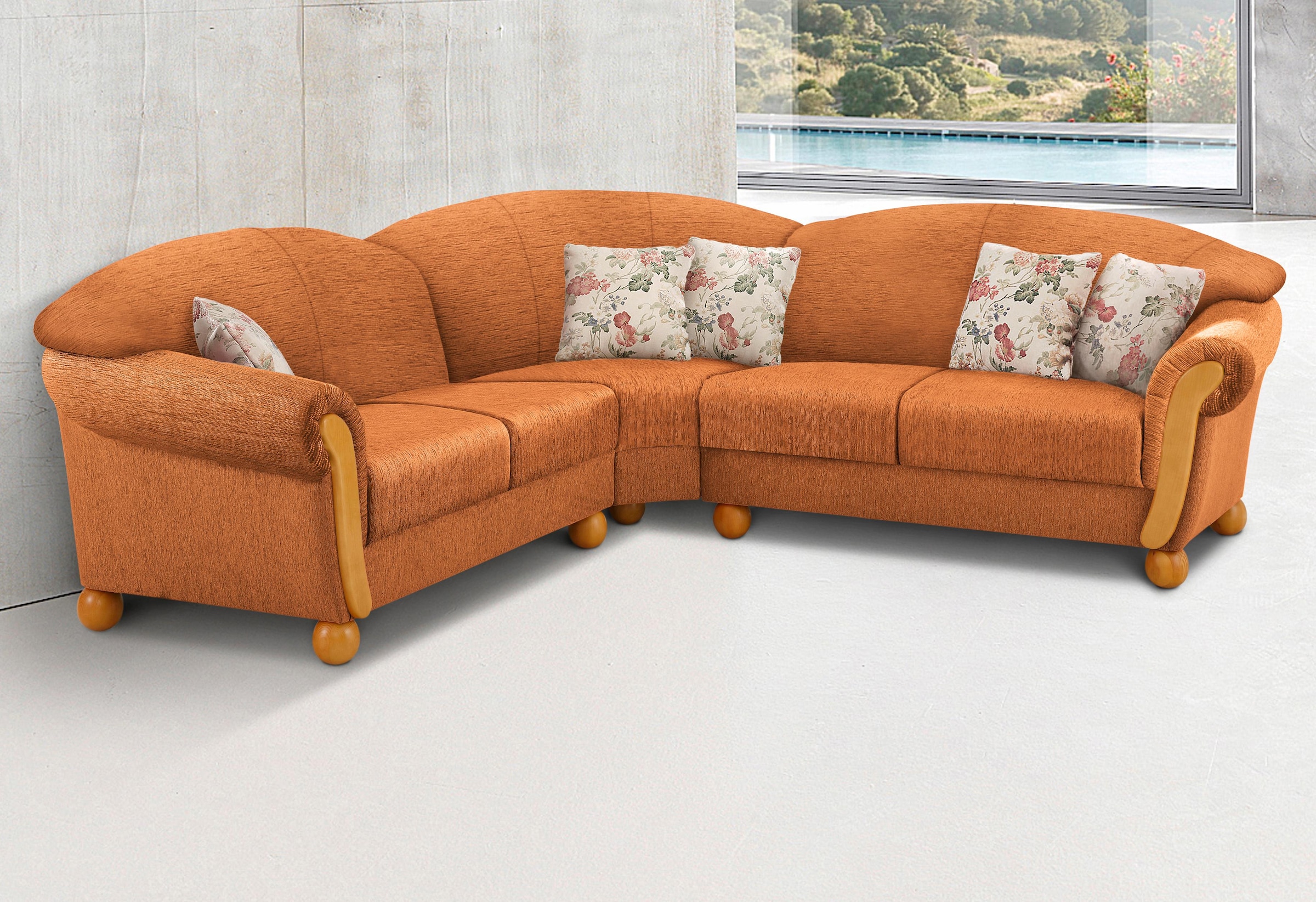 Image of Home affaire Ecksofa "Milano, bequem mit Federkern, B/T/H 233/233/83cm, Landhausstil, L-Form" gleichschenklig