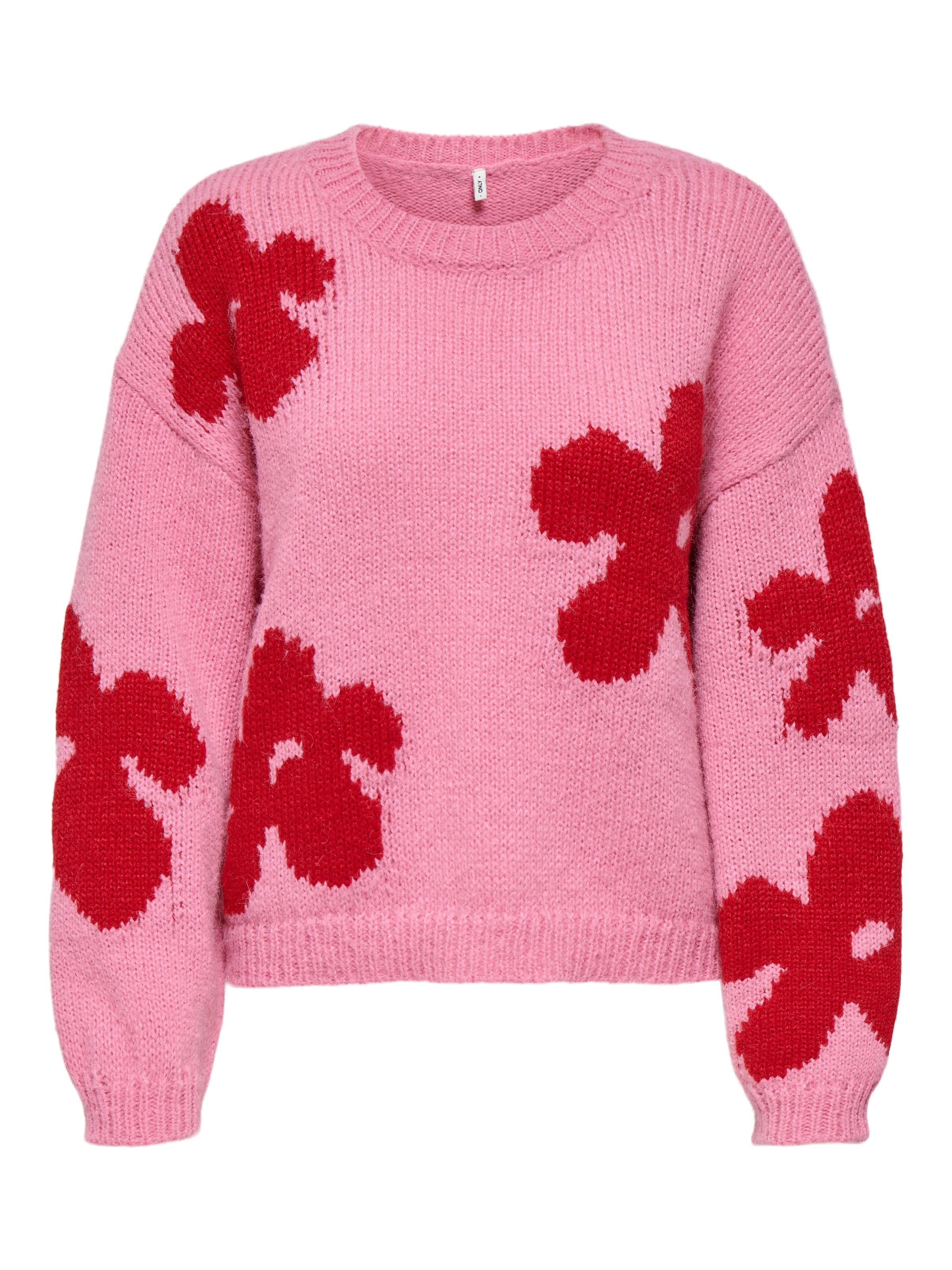 ONLY Pull en tricot »ONLBOOTLE LIFE LS FLOWER O-NECK KNT« Kunstfaser, loose fit