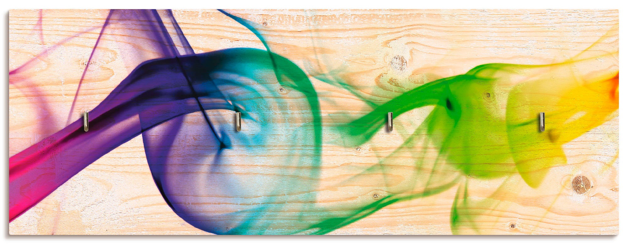 Image of Artland Hakenleiste »Rauch - Abstrakt«, aus Holz mit 4 Schlüsselhaken – Schlüsselboard, Schlüsselbretter, Schlüsselhalter, Schlüsselaufhänger für den Flur – Stil: Modern bei Ackermann Versand Schweiz