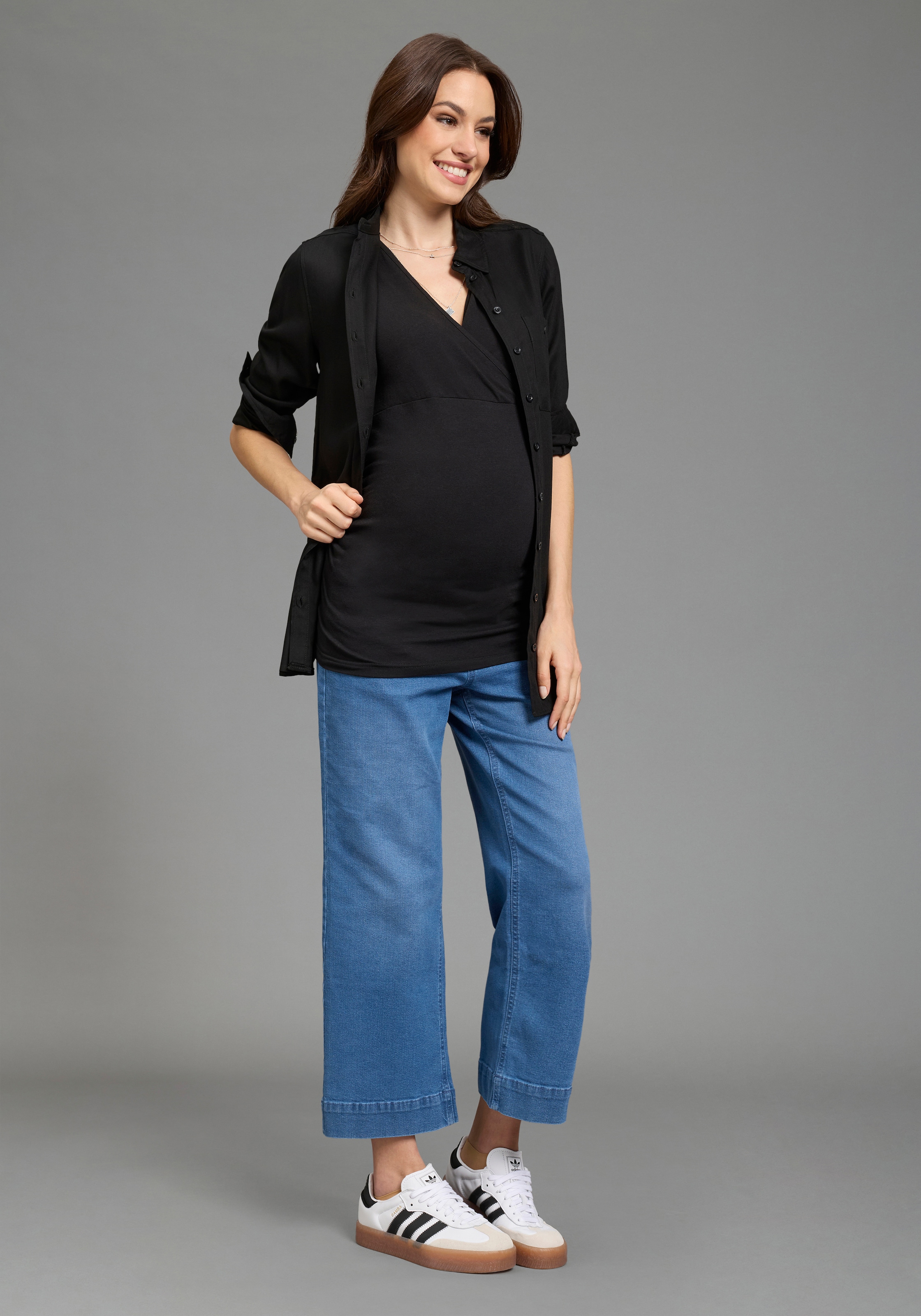 Neun Monate Jeans de grossesse »7/8 Loose fit Umstandsjeans« gerader Beinverlauf, mit elastischem Gummizug, mit Stretch-Anteil