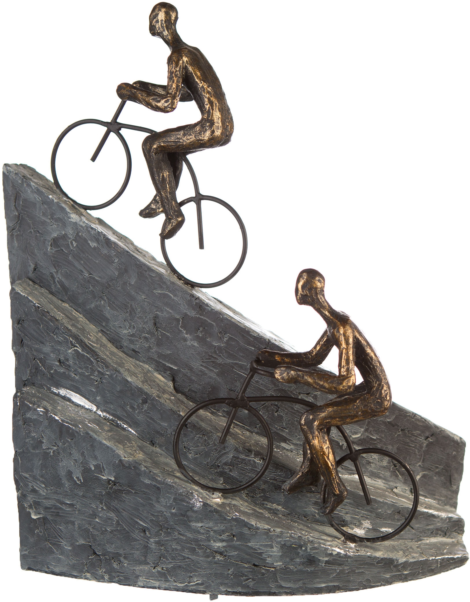 Image of Casablanca by Gilde Dekofigur »Skulptur Racing, bronzefarben/grau«, (1 St.), Dekoobjekt, Höhe 33 cm, Radfahrer am Berg, mit Spruchanhänger, Wohnzimmer bei Ackermann Versand Schweiz