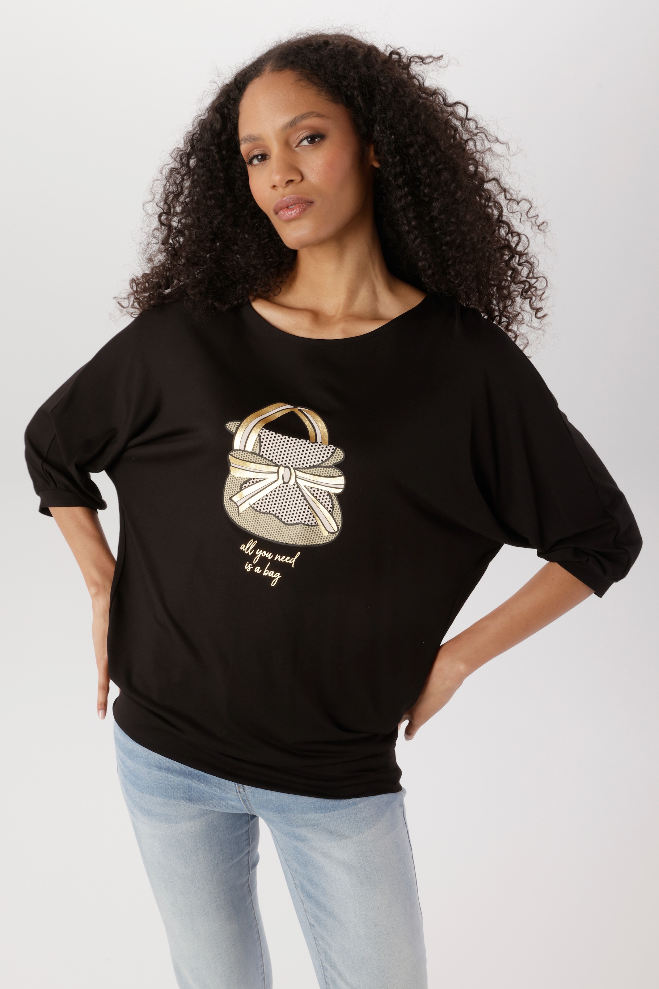 Image of Aniston SELECTED Oversize-Shirt mit dekorativen, goldfarbenen Taschendruck vorne - NEUE KOLLEKTION