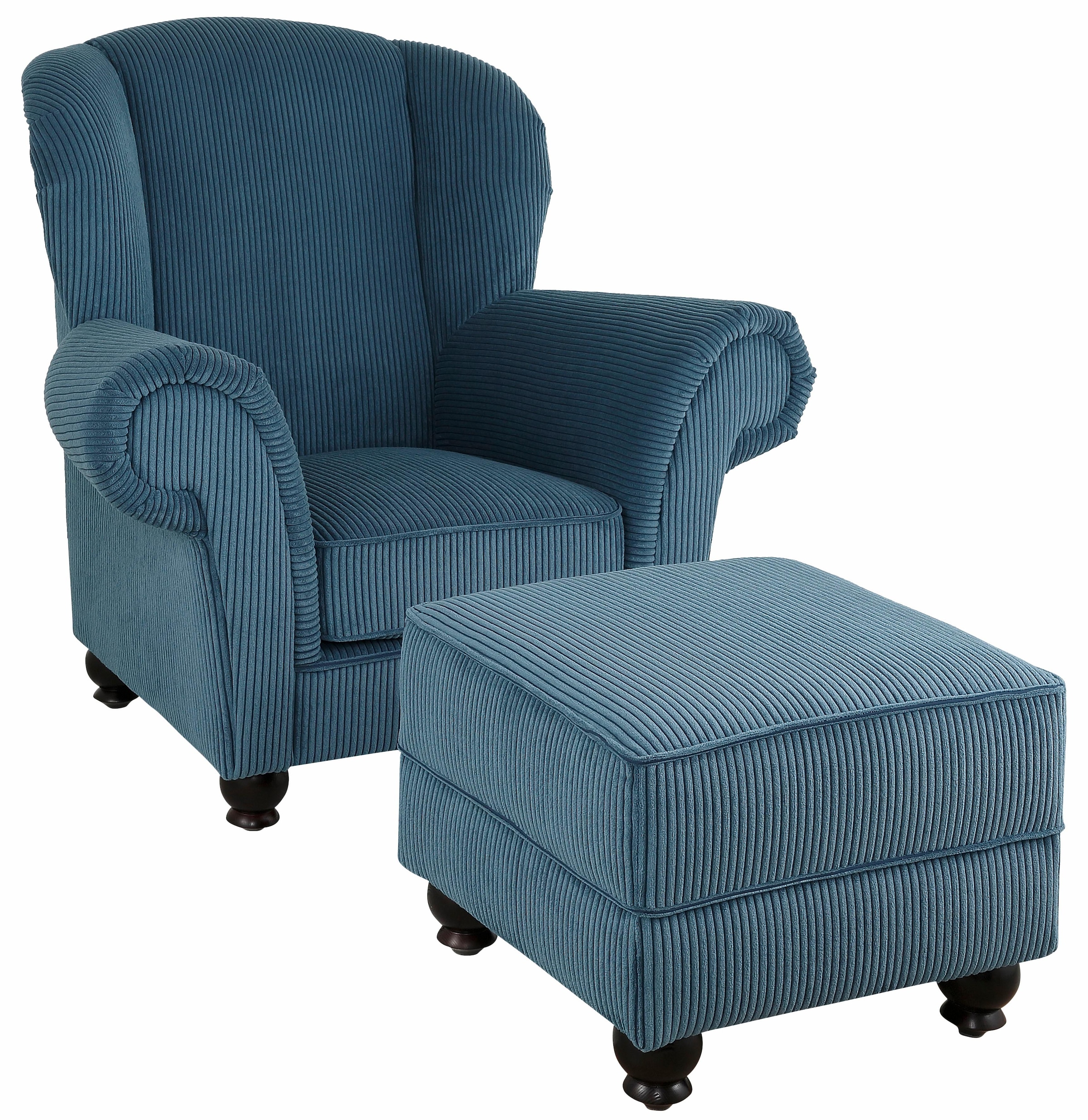 Home affaire Sessel »King Henry, Hochlehnsessel, Ohrensessel« mit legerer Polsterung, Federkern und losen Zierkissen