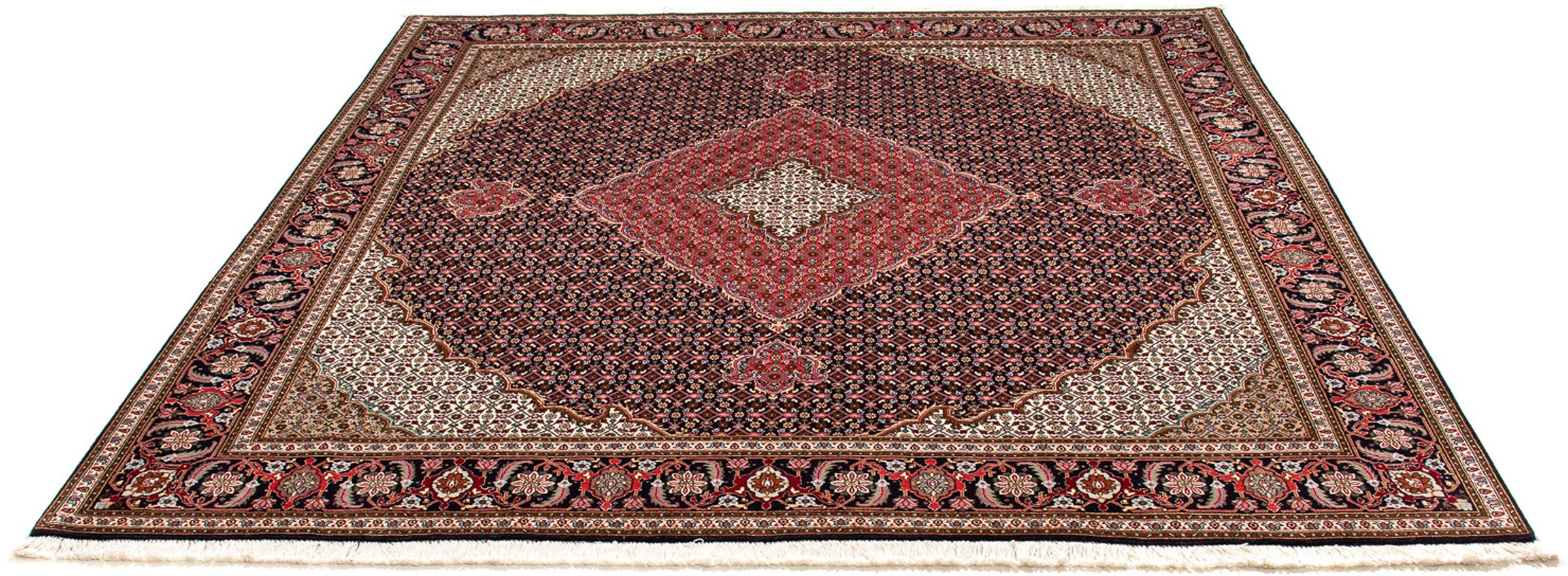 Image of morgenland Orientteppich »Perser - Täbriz quadratisch - 203 x 202 cm - dunkelblau«, quadratisch, 10 mm Höhe, Wohnzimmer, Handgeknüpft, Einzelstück mit Zertifikat bei Ackermann Versand Schweiz