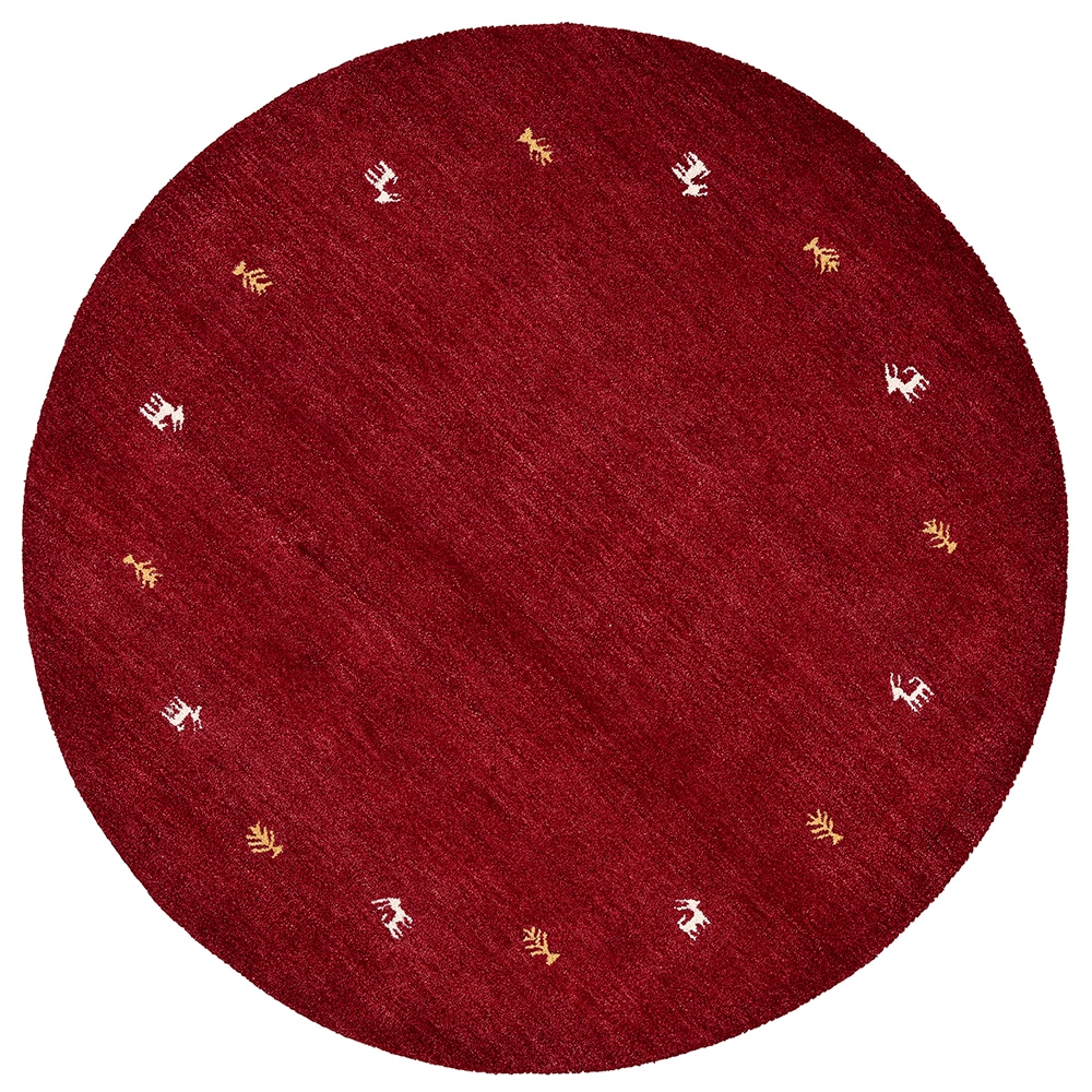 THEKO Wollteppich »Gabbeh Motiv, Handweb Teppich, Tiermotiv, reine Wolle, handgewebt«, rund, 14 mm Höhe, reine Wolle, handgewebt, Wohnzimmer, Schlafzimmer, Esszimmer
