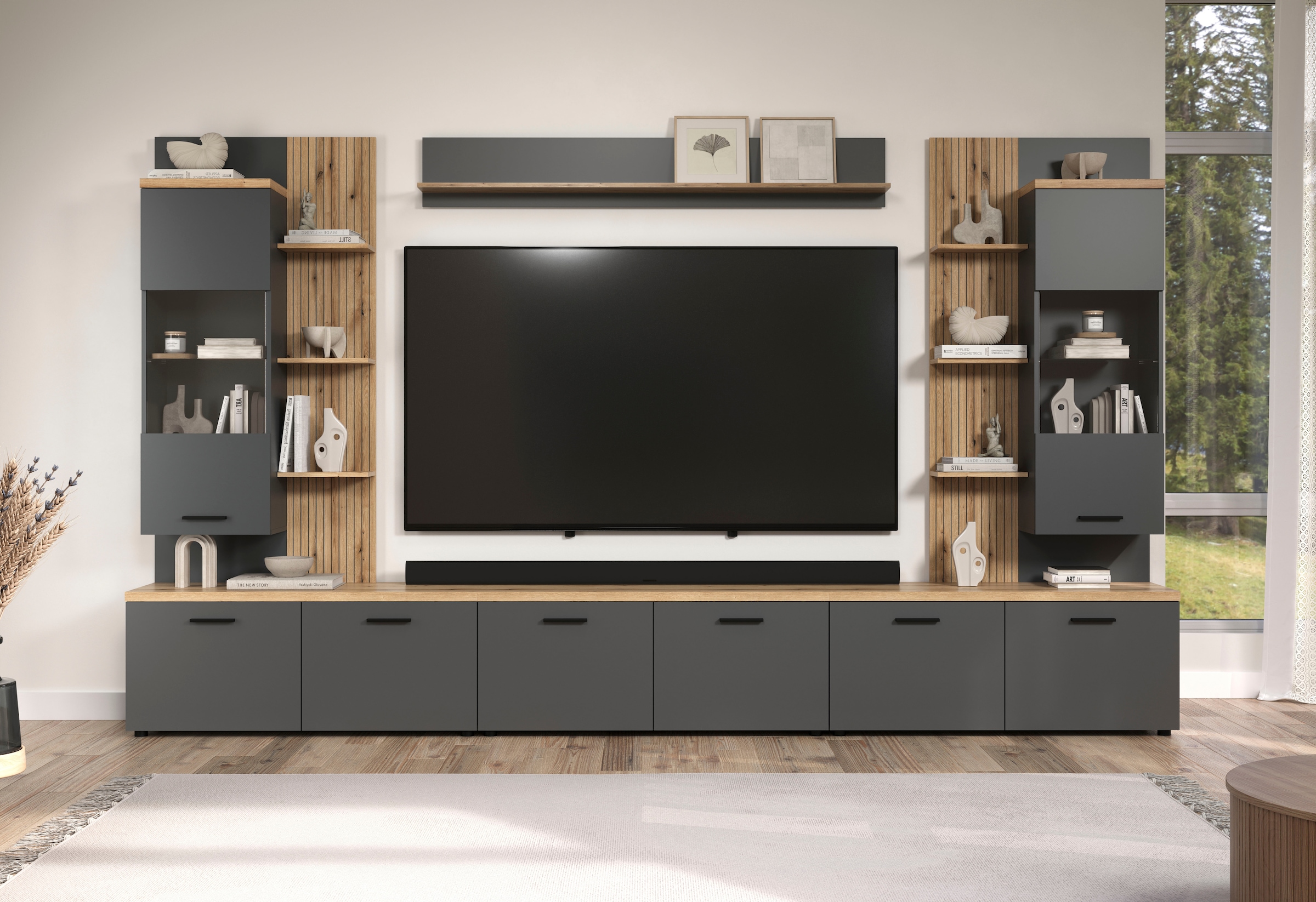 Home affaire Vitrine suspendue »Bajo« 1 cuis tlg. Hängeschrank mit 1 Tür & 1 Glasboden – (B/T/H) 80/32/161 cm