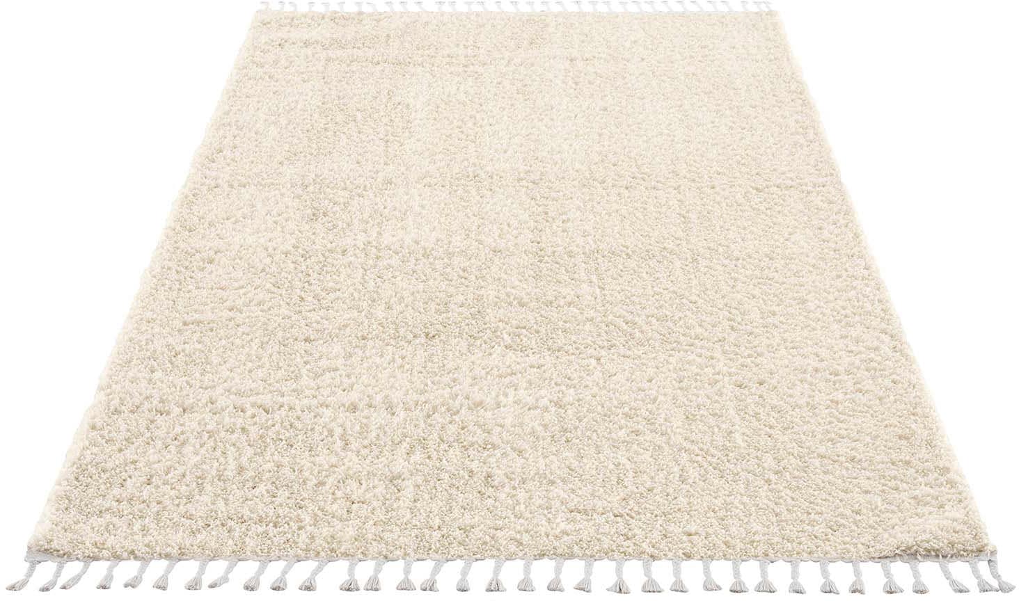 Carpet City Hochflor-Teppich »Pulpy 100«, rechteckig, 30 mm Höhe, Läufer, weich, mit Fransen, uni, viele Grössen, Wohnzimmer, Schafzimmer