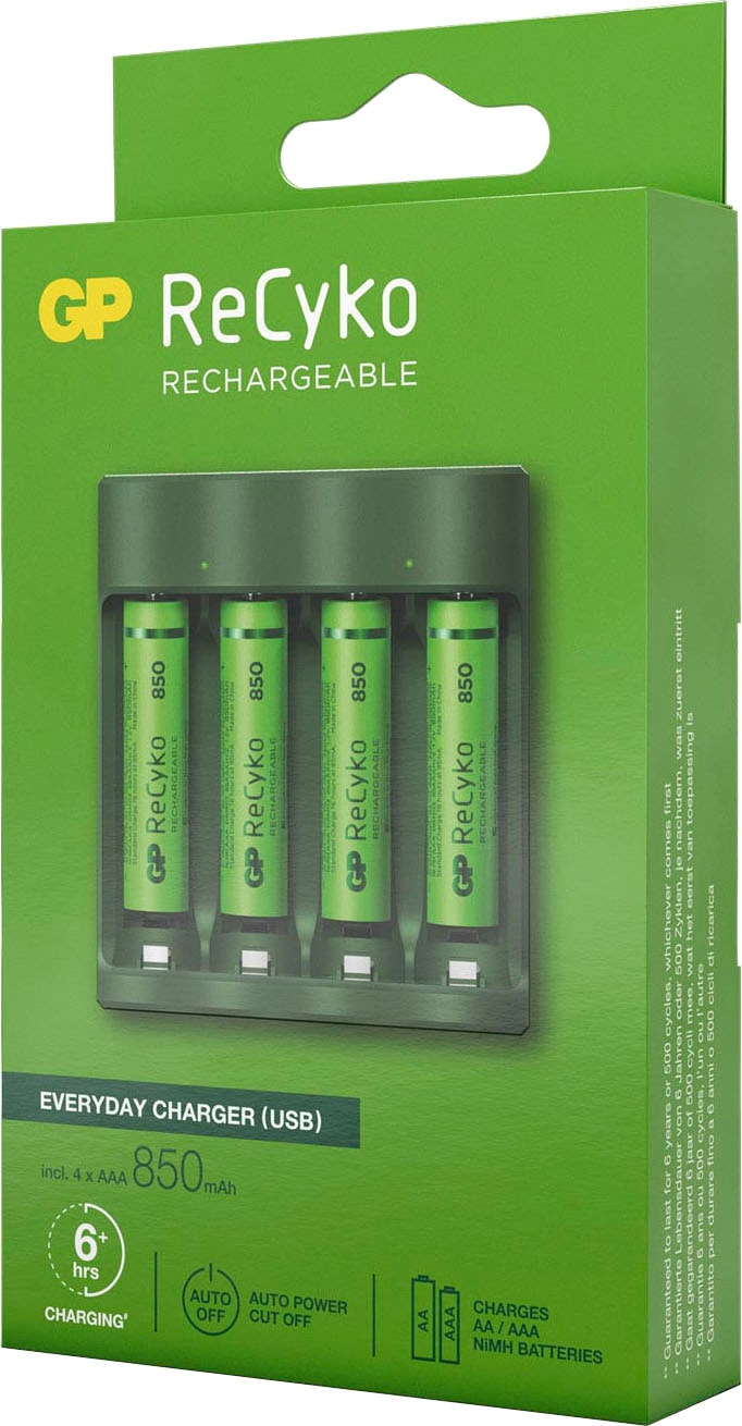 GP Batteries Akku-Ladestation »USB-Akkuladegerät B421 inkl. 4x ReCyko AAA Akkus je 850 mAh«