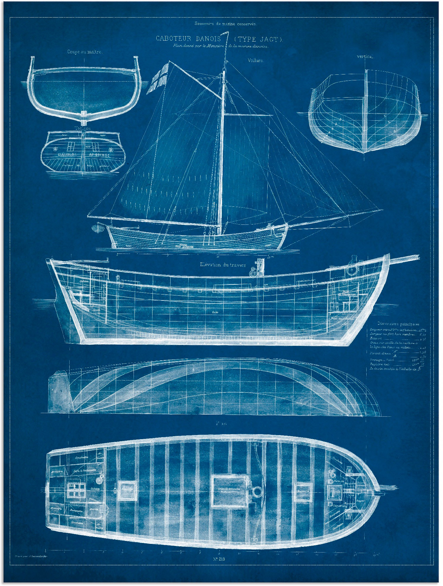 Image of Artland Wandbild »Entwurf für ein Antikes Schiff II«, Boote & Schiffe, (1 St.), in vielen Grössen & Produktarten - Alubild / Outdoorbild für den Aussenbereich, Leinwandbild, Poster, Wandaufkleber / Wandtattoo auch für Badezimmer geeignet bei Ackermann Ver