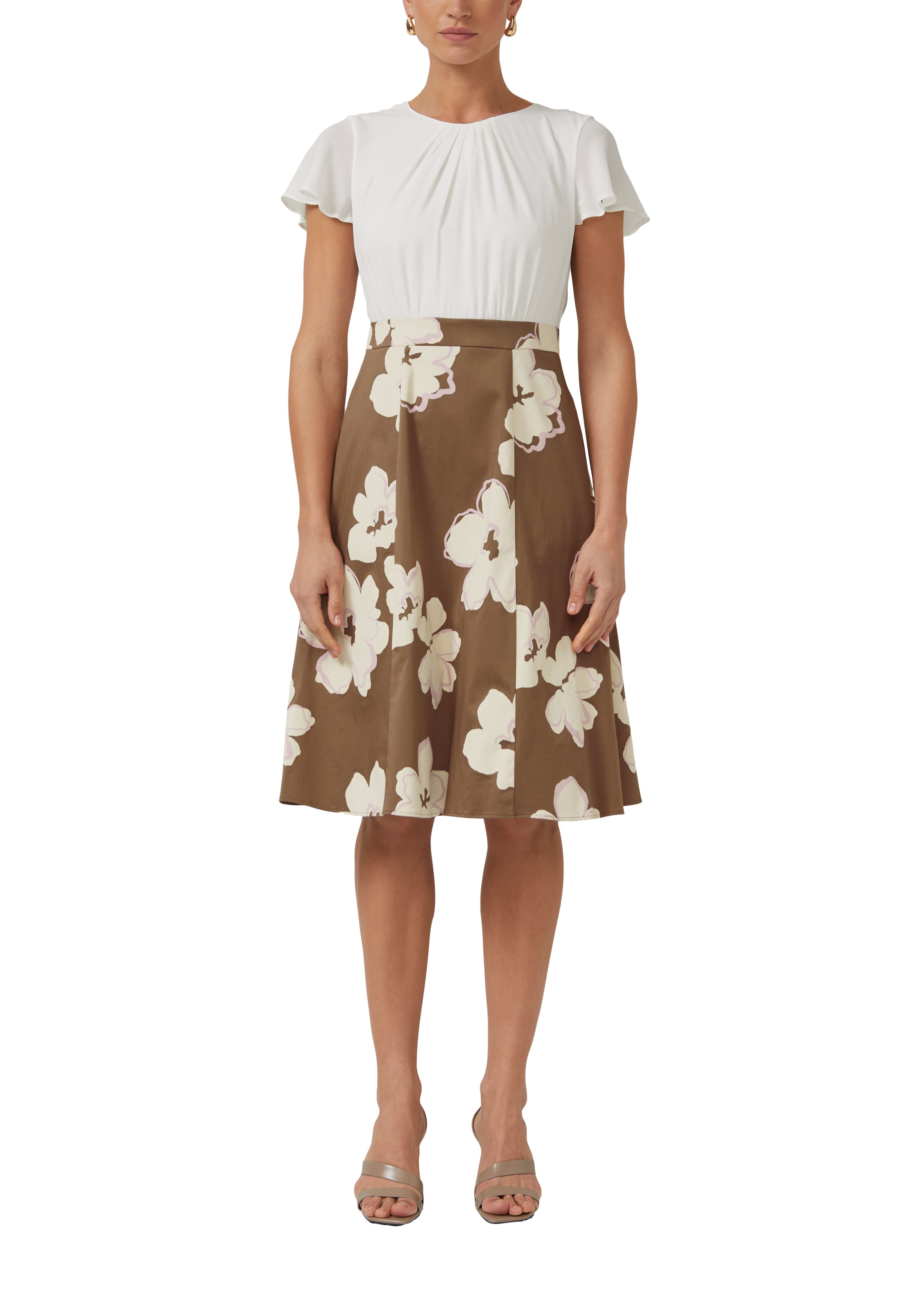 s.Oliver BLACK LABEL Robe fourreau Sans poches Robe fourreau cintrée en mélange coton-élasthanne à fleurs