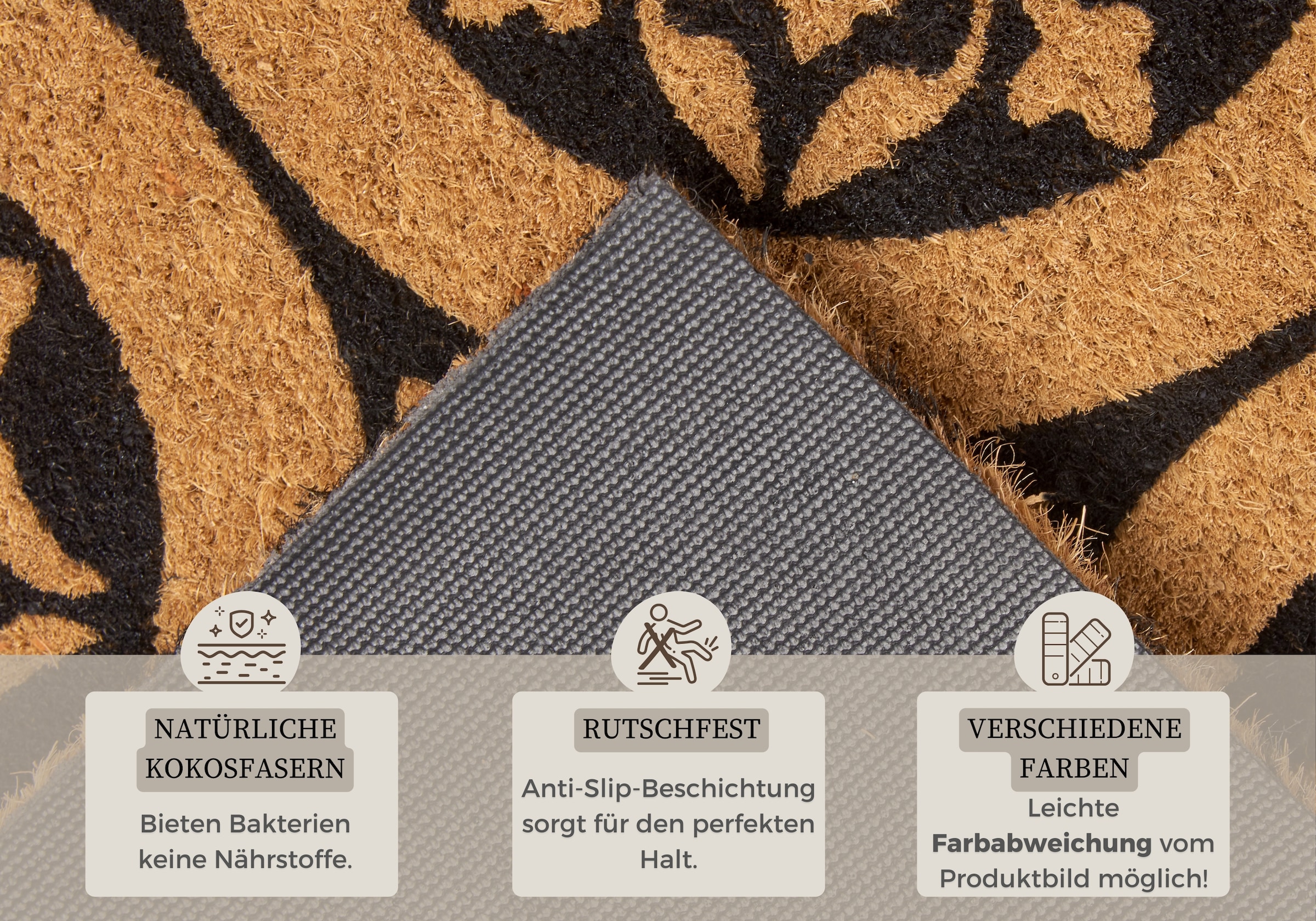 HANSE Home Fussmatte »Ornaments, Türmatte«, rechteckig, 15 mm Höhe, Kokos, Schmutzfangmatte, Outdoor, Rutschfest, Innen, Kokosmatte, Flur