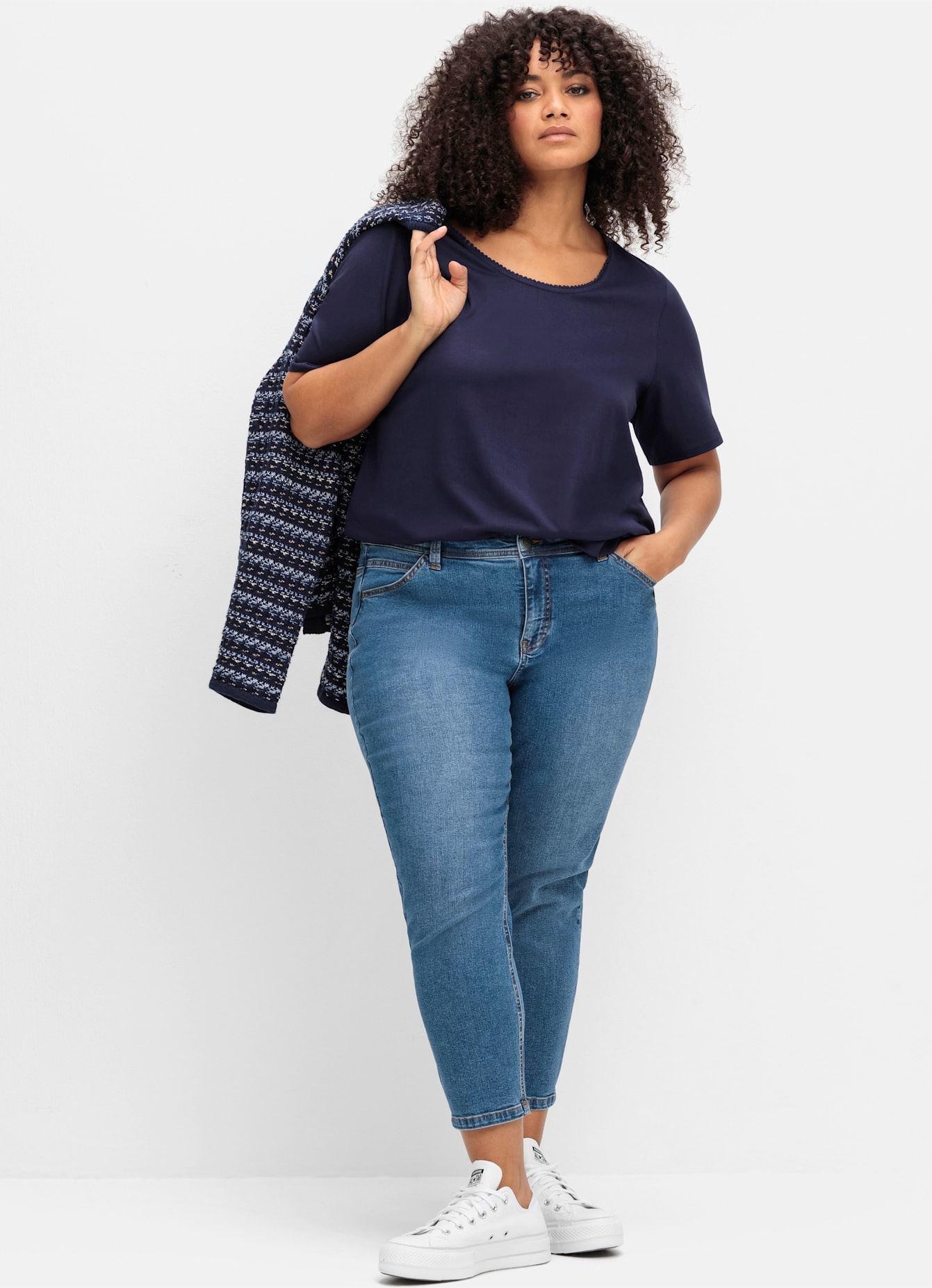 Sheego, Unisex, 7/8-Jeans 1 Stk., blau denim, 46, Normalgrössen