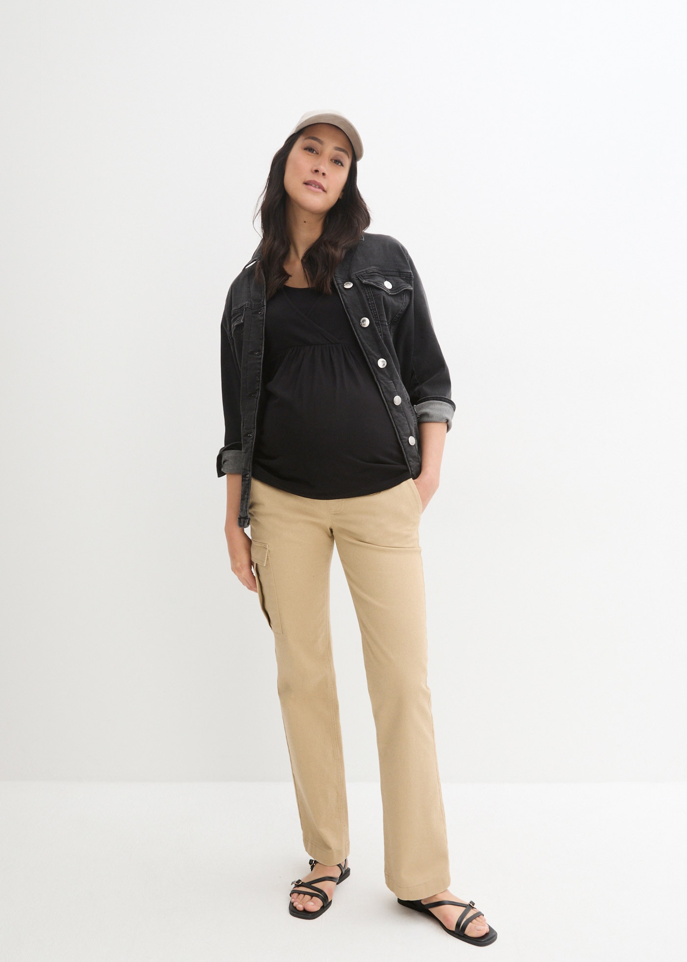 bonprix »2-in-1 Umstands- und Stillshirts (2er Pack?)« Paquet, 2 cuis coupe près du corps, avec coupe portefeuille