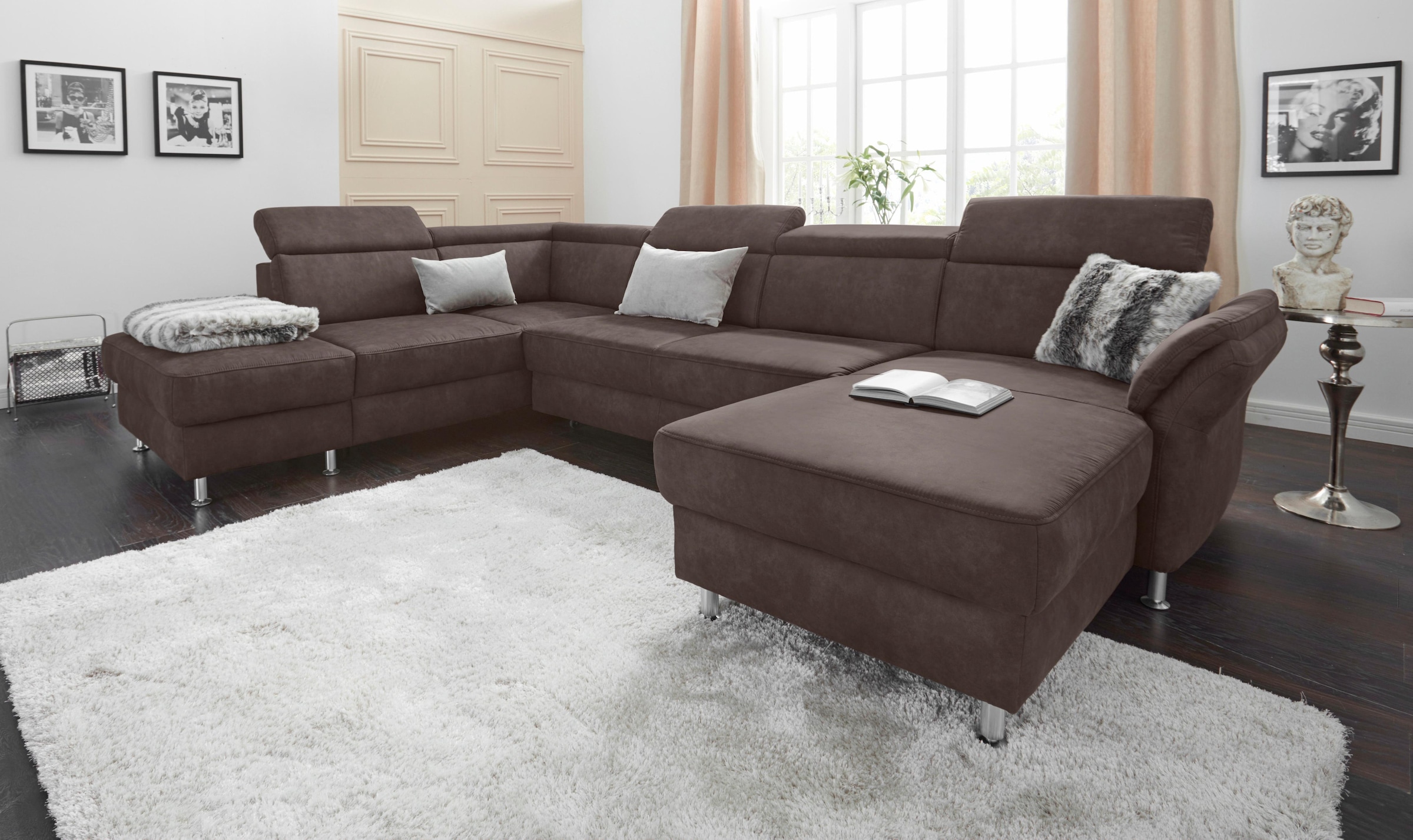 Image of sit&more Wohnlandschaft "Avignon U-Form" wahlweise mit Bettfunktion und Stauraum, inklusive Kopfteilverstellung