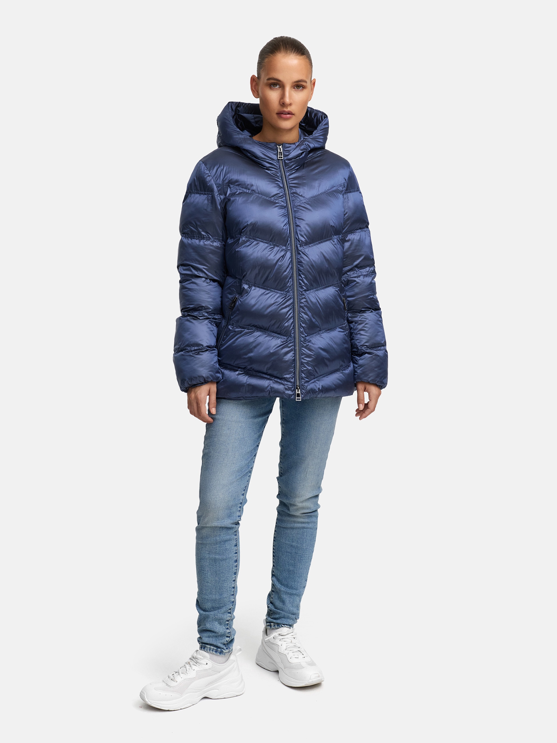 MANISA Steppjacke, mit Kapuze, mit Stehkragen, Kapuze und elastischem Ärmelsaum